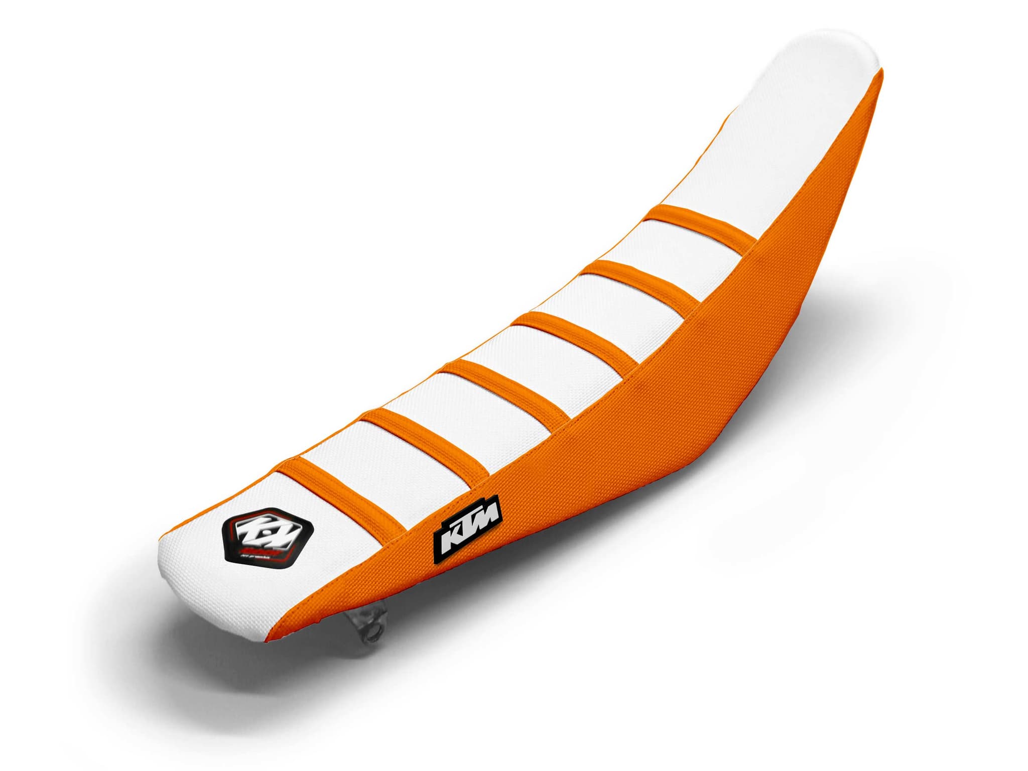 KTM Dirt Bike Seat Cover White/Orange 6 Ribs