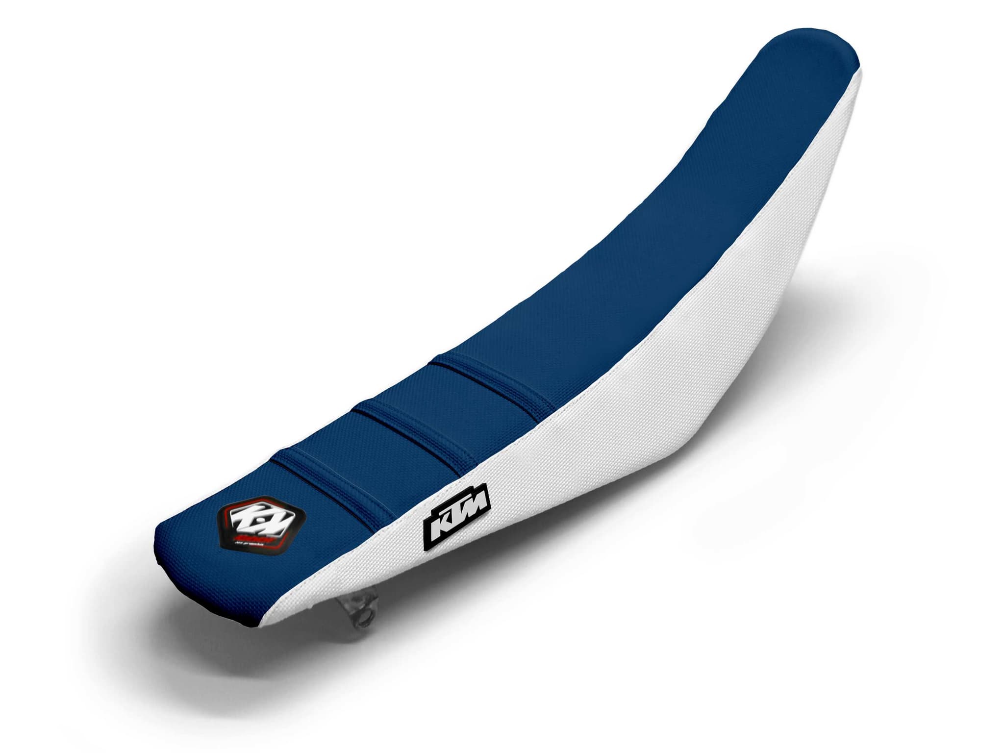 KTM Dirt Bike Seat Cover White/Navy 3 Ribs