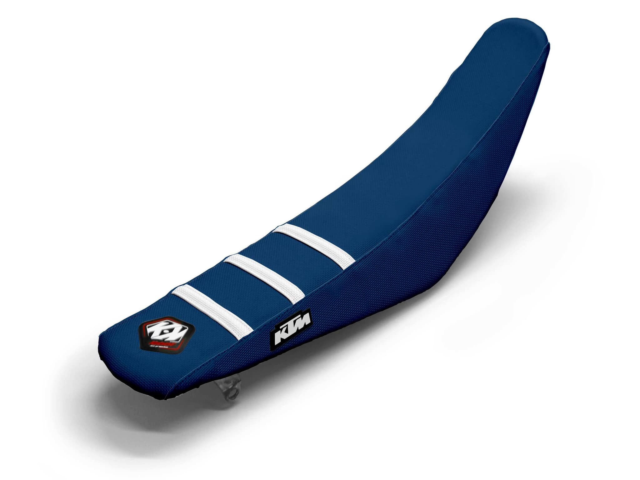 KTM Dirt Bike Seat Cover White/Navy 3 Ribs