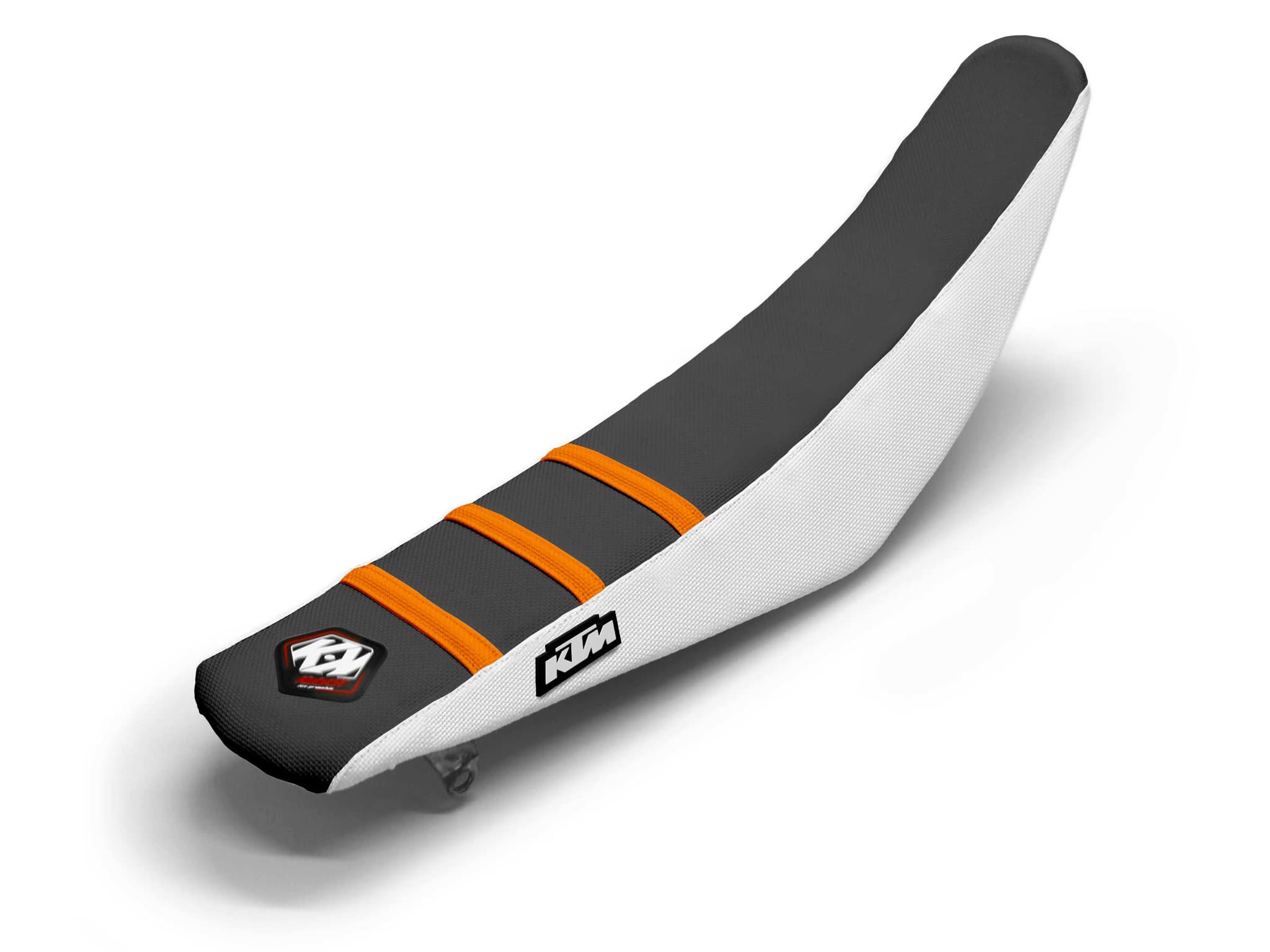 housse de selle motocross ktm blanc/noir/orange 3 ribs | Motocross | Kutvek