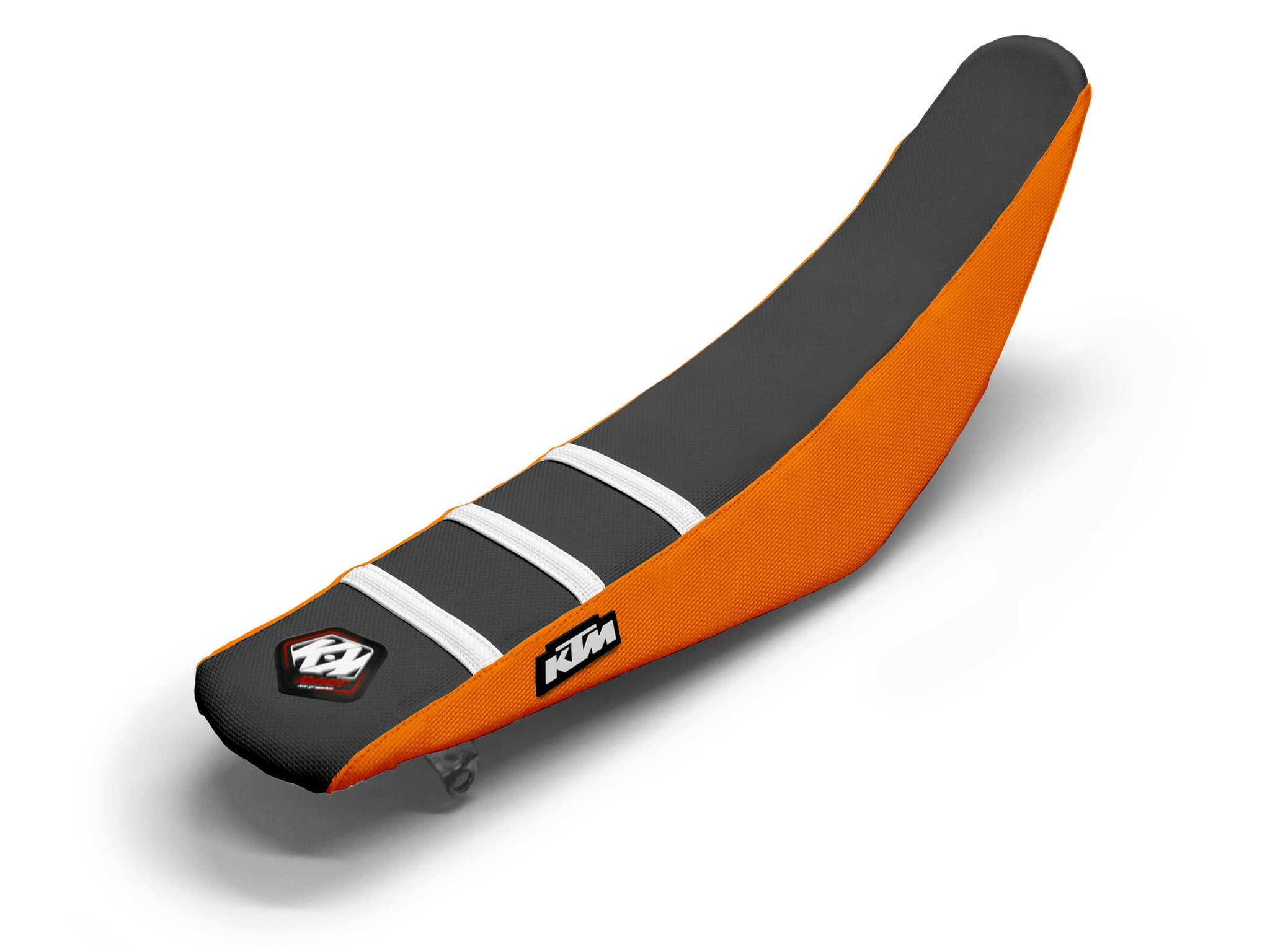 housse de selle motocross ktm blanc/noir/orange 3 ribs | KTM | Kutvek
