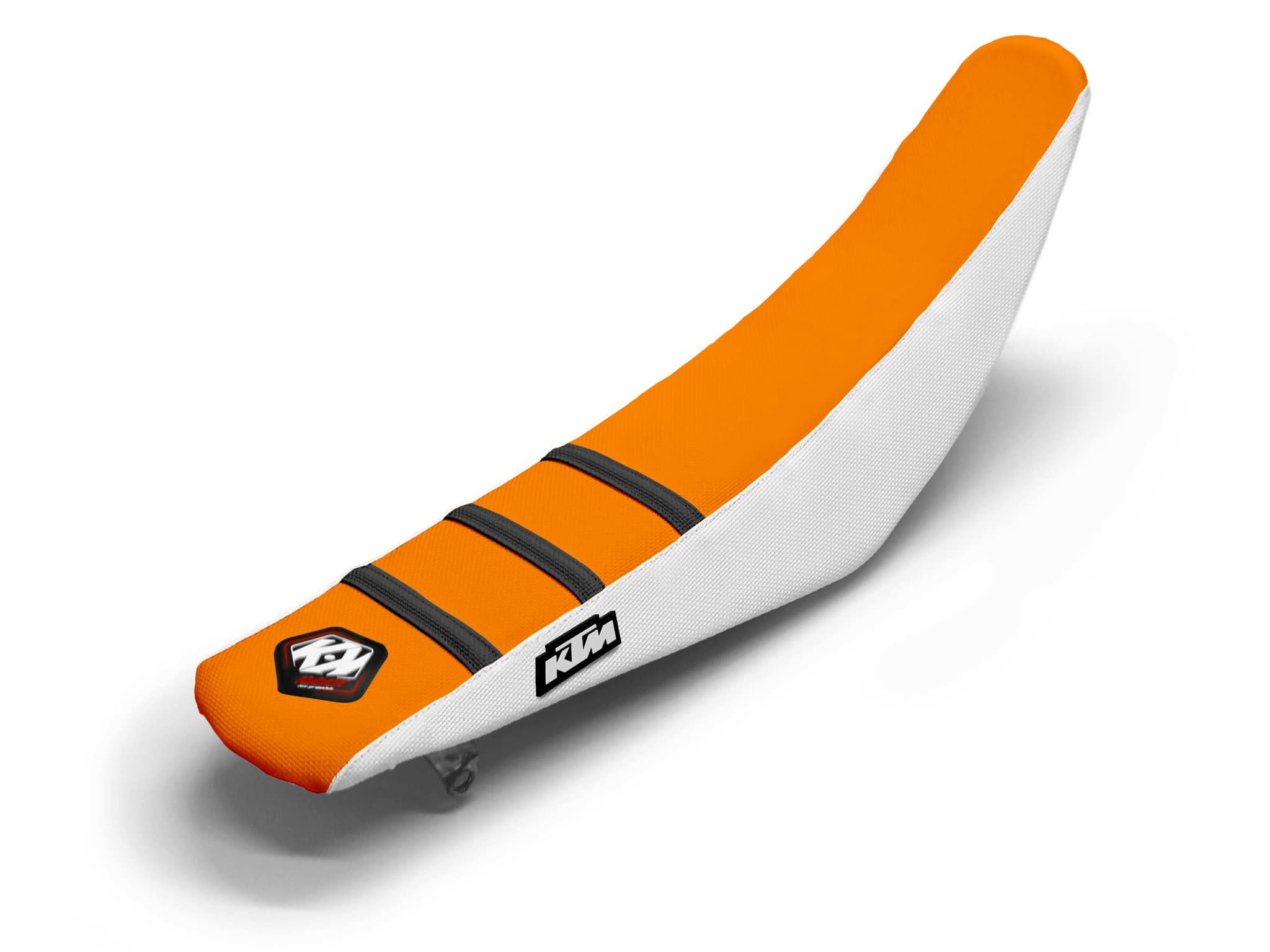 KTM Dirt Bike Seat Cover White/Black/Orange 3 Ribs