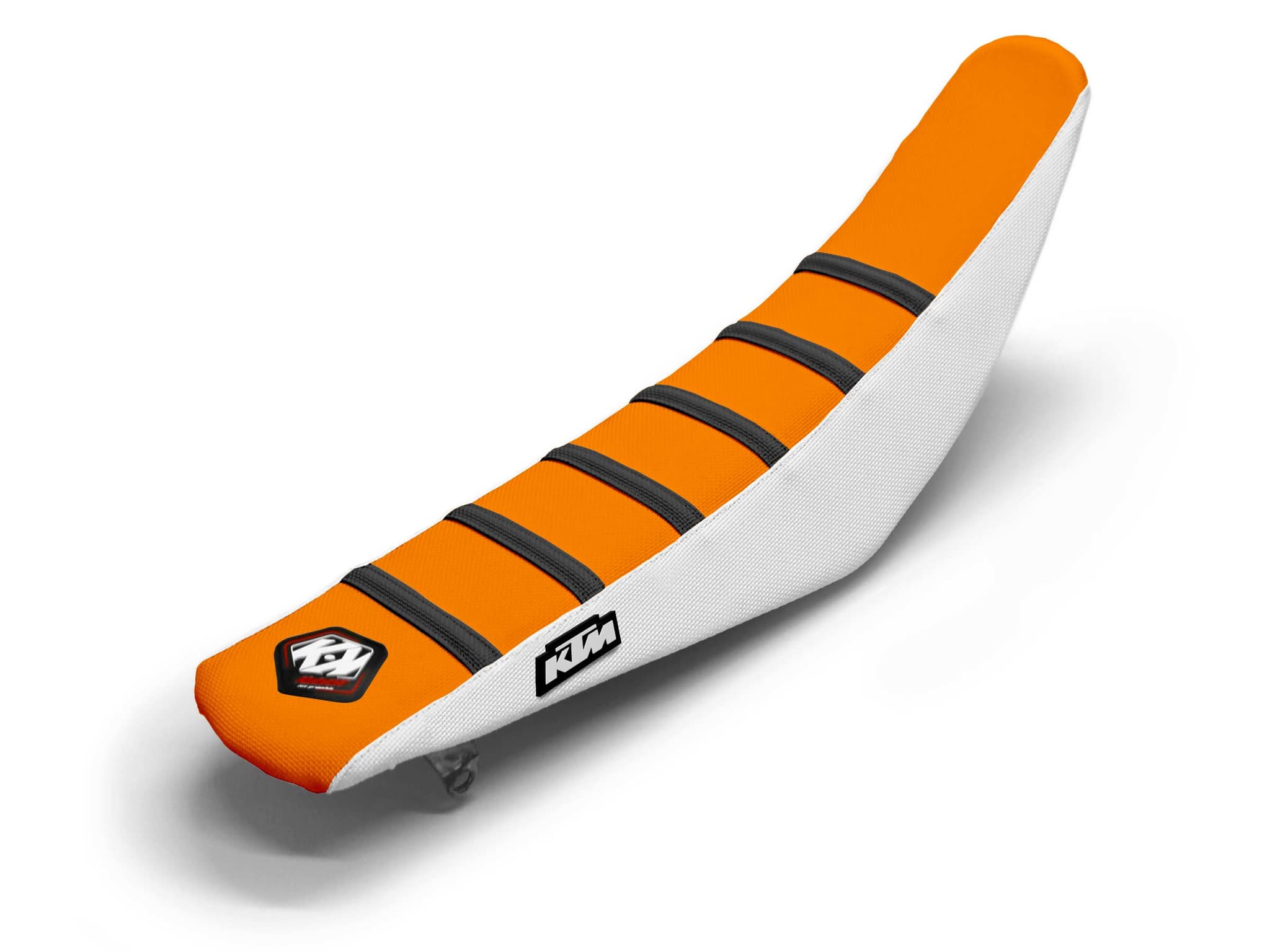 KTM Dirt Bike Seat Cover White/Black/Orange 6 Ribs