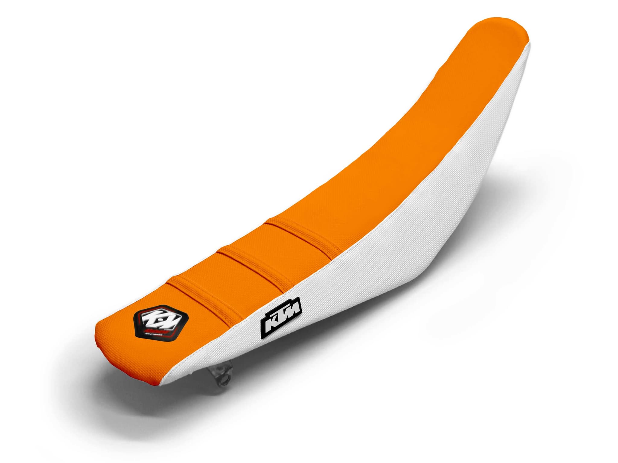 KTM Dirt Bike Seat Cover White/Orange 3 Ribs