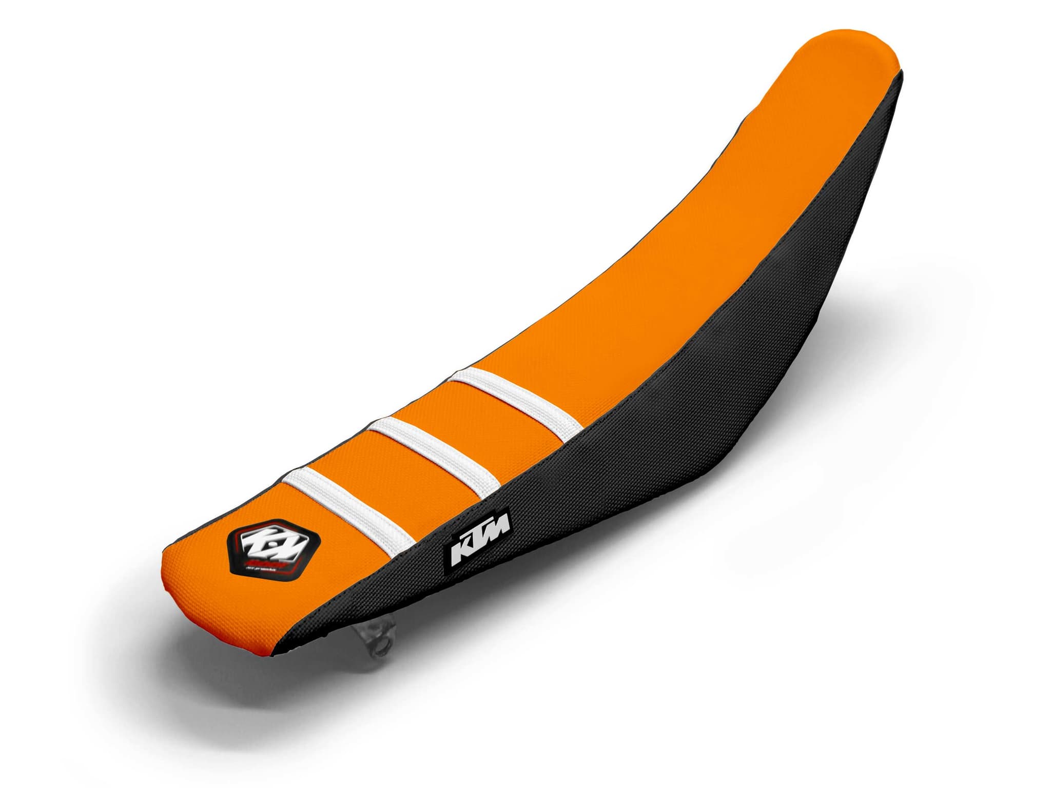 KTM Dirt Bike Seat Cover White/Black/Orange 3 Ribs