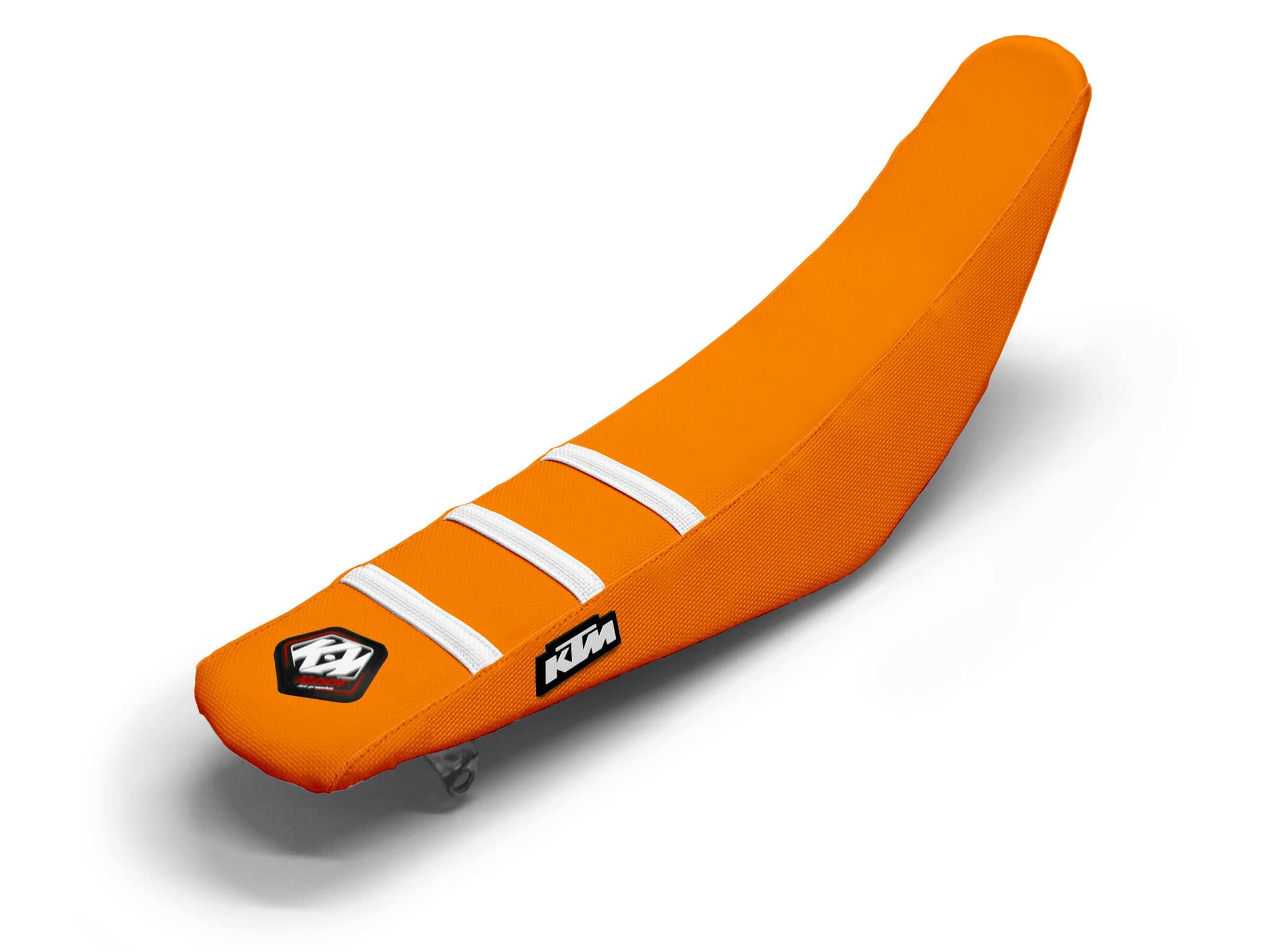 KTM Dirt Bike Seat Cover White/Orange 3 Ribs