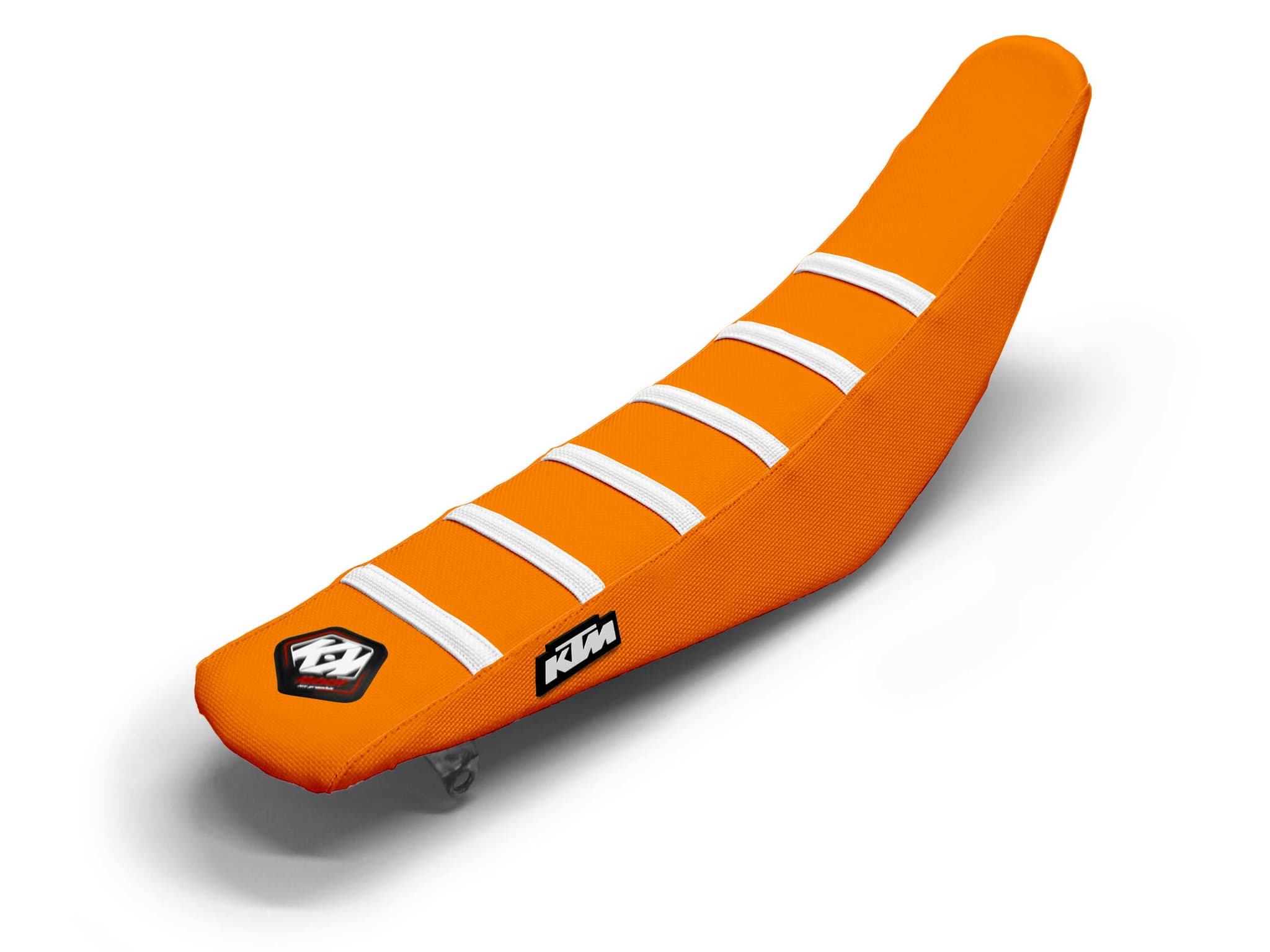 KTM Dirt Bike Seat Cover White/Orange 6 Ribs