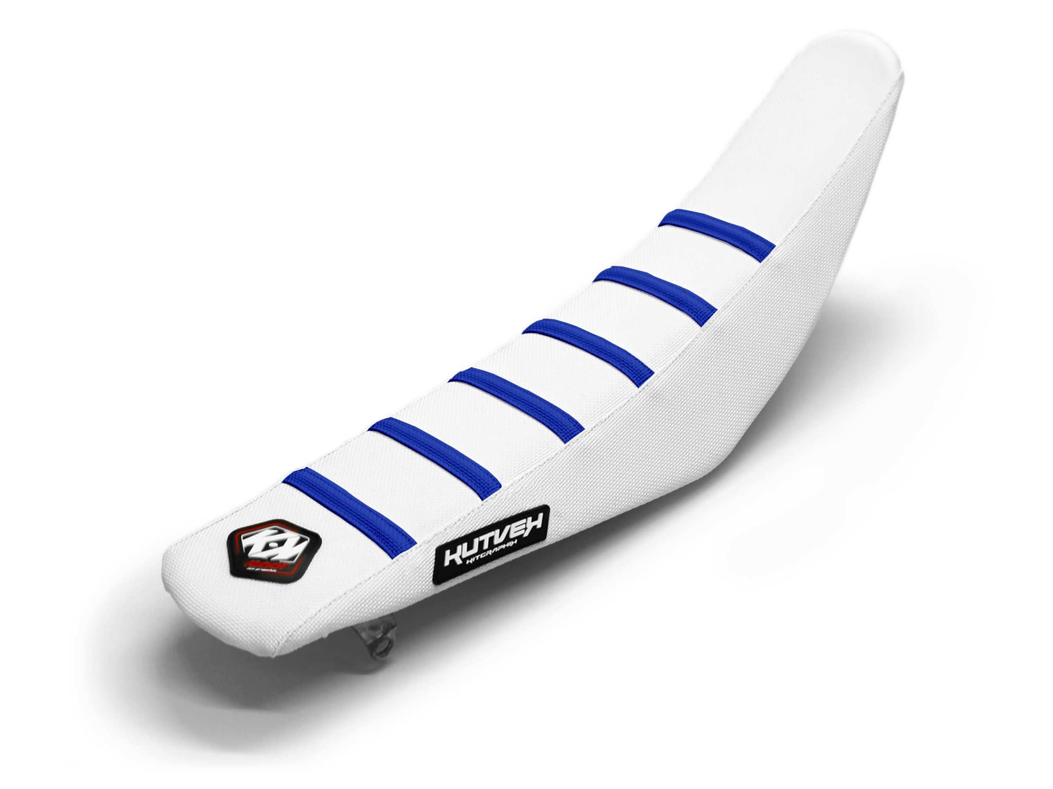 Dirt Bike Seat Cover White/Blue 6 Ribs