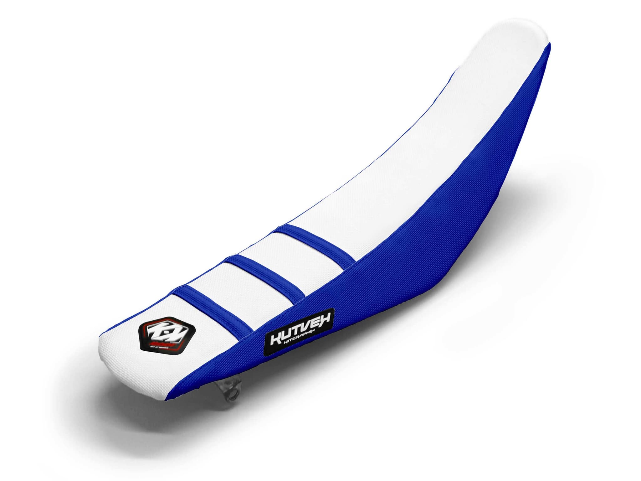 Dirt Bike Seat Cover White/Blue 3 Ribs