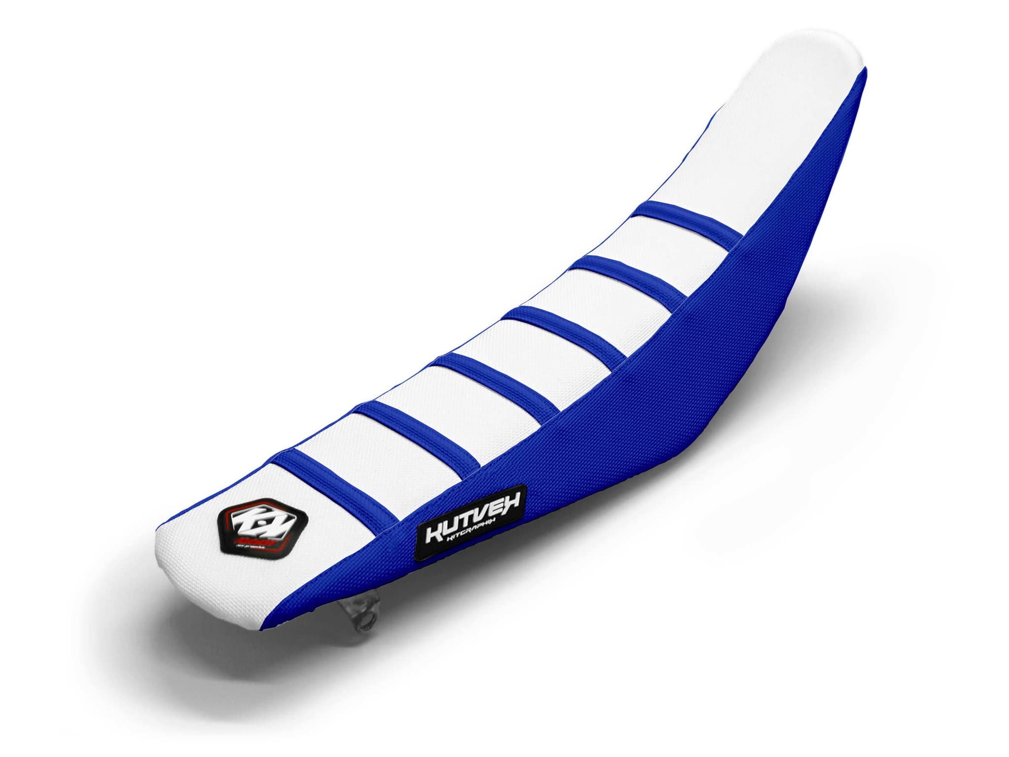 Dirt Bike Seat Cover White/Blue 6 Ribs
