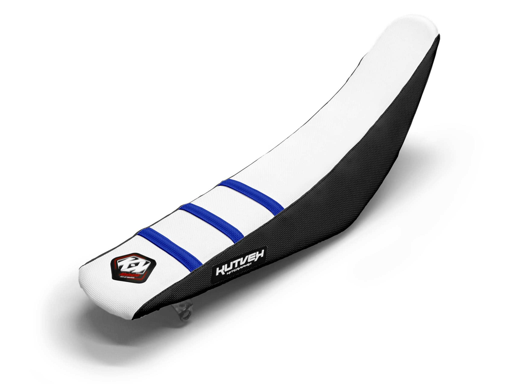 Dirt Bike Seat Cover White/Black/Blue 3 Ribs