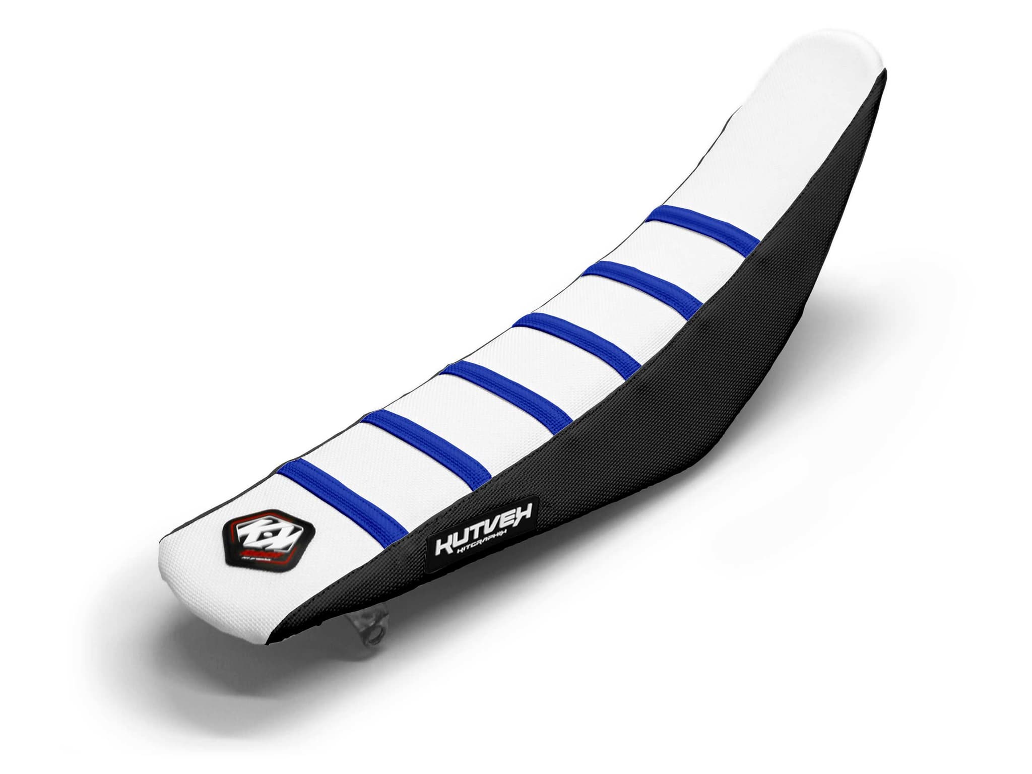 Dirt Bike Seat Cover White/Black/Blue 6 Ribs