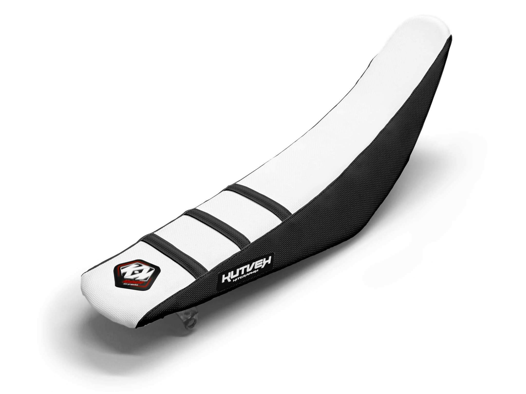 Dirt Bike Seat Cover White/Black 3 Ribs