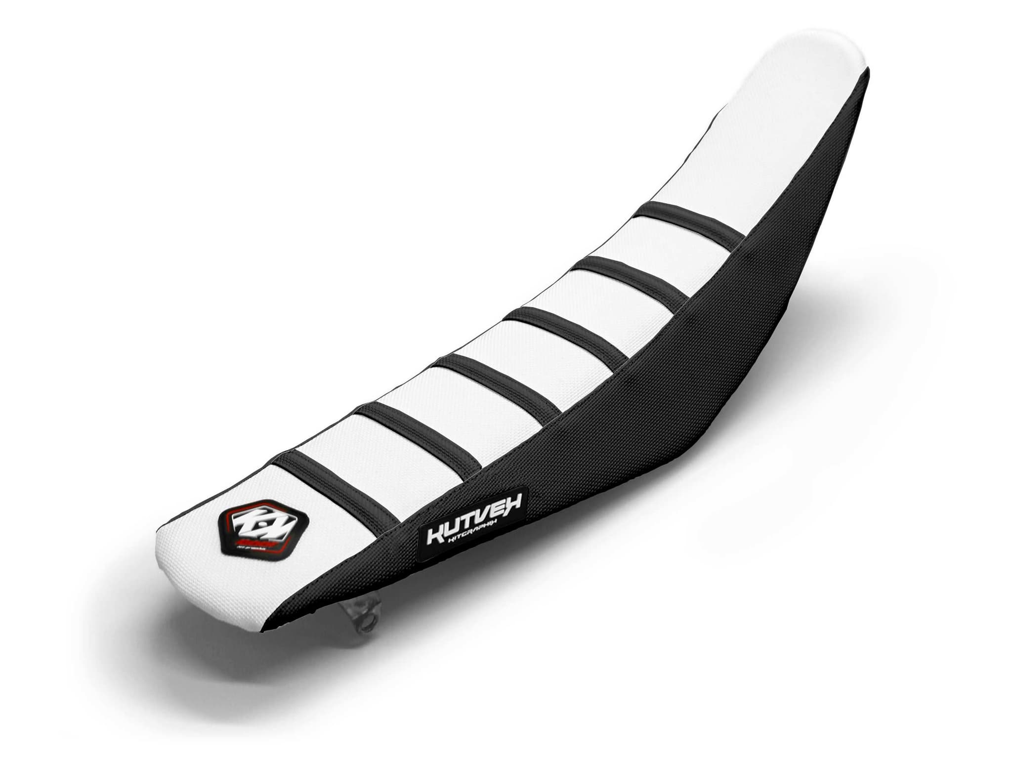 Dirt Bike Seat Cover White/Black 6 Ribs