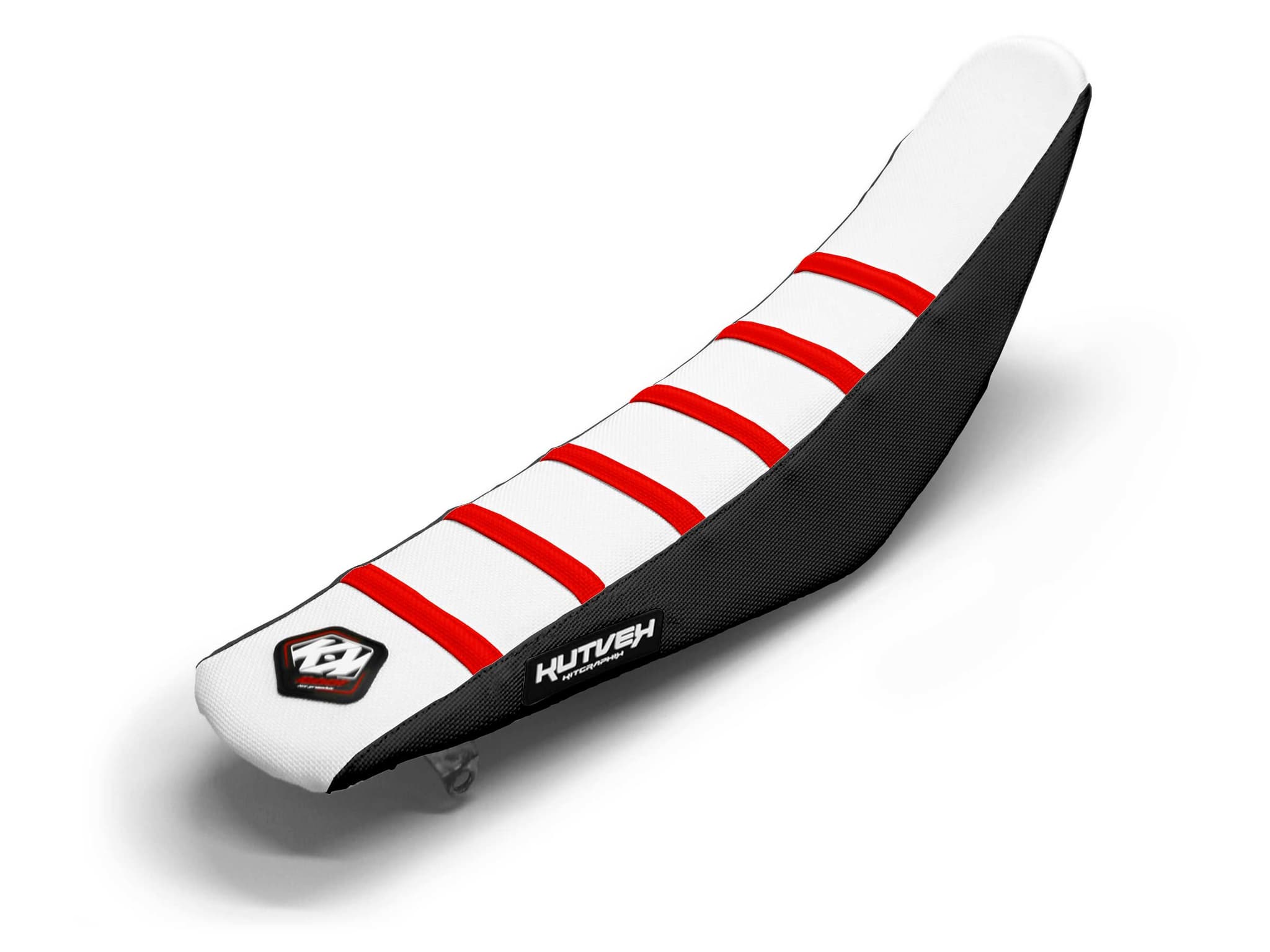 Dirt Bike Seat Cover Red/White/Black 6 Ribs