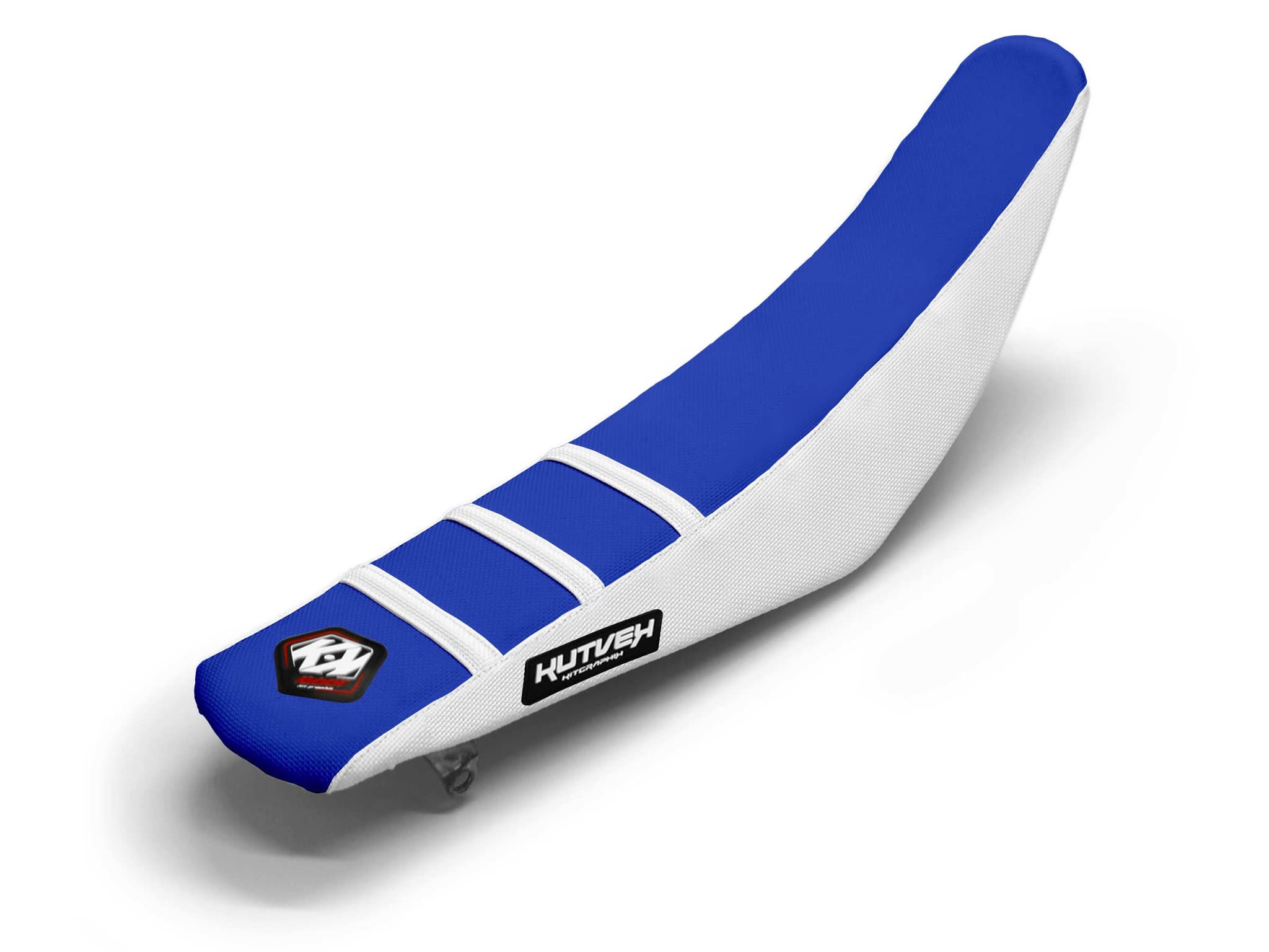 Dirt Bike Seat Cover White/Blue 3 Ribs