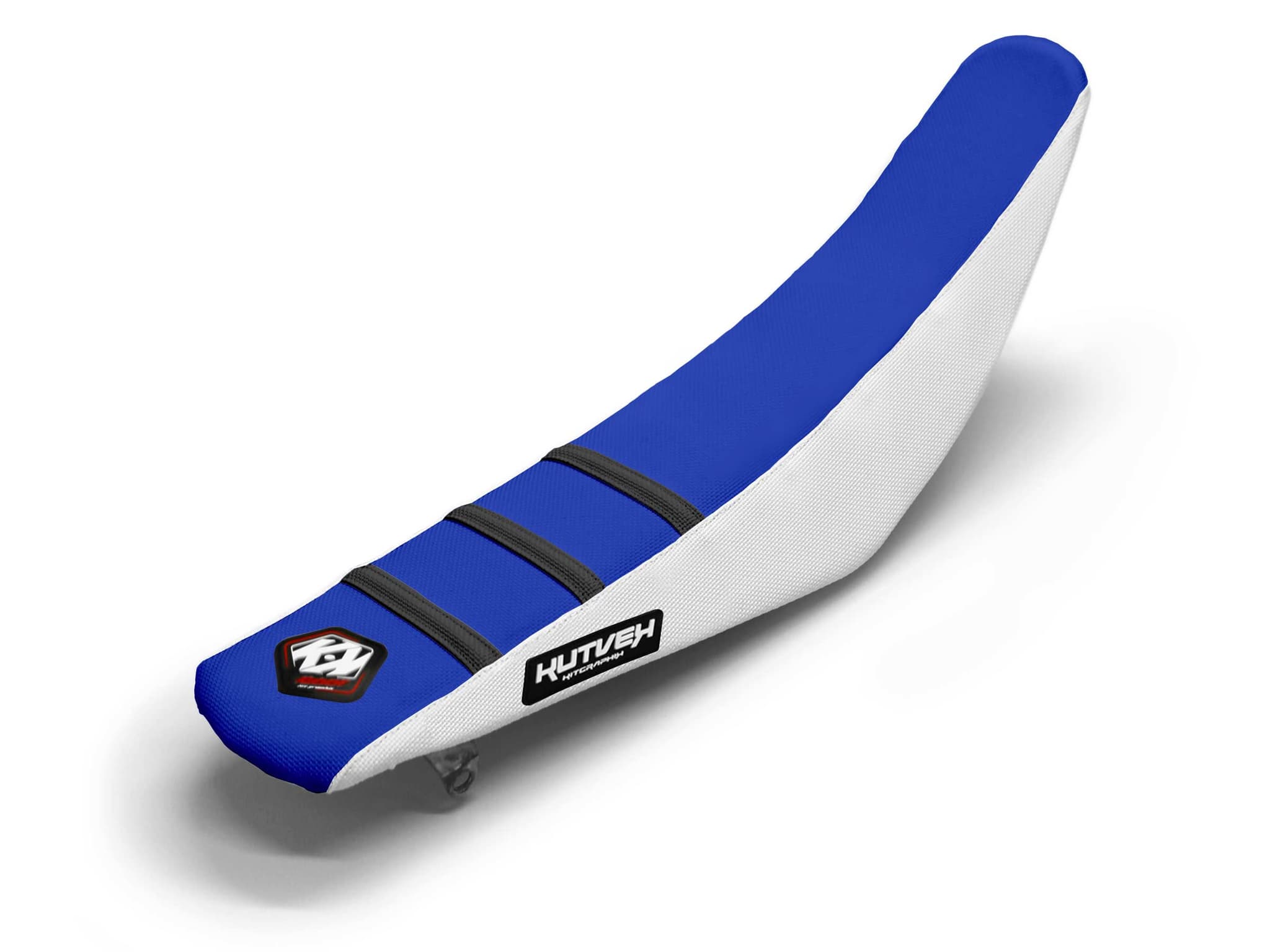 Dirt Bike Seat Cover White/Black/Blue 3 Ribs