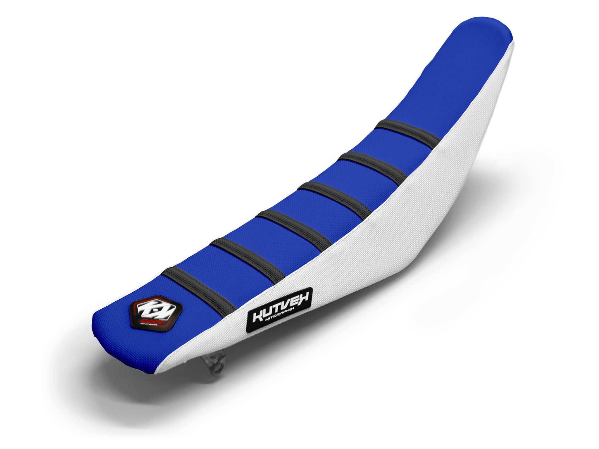 Dirt Bike Seat Cover White/Black/Blue 6 Ribs