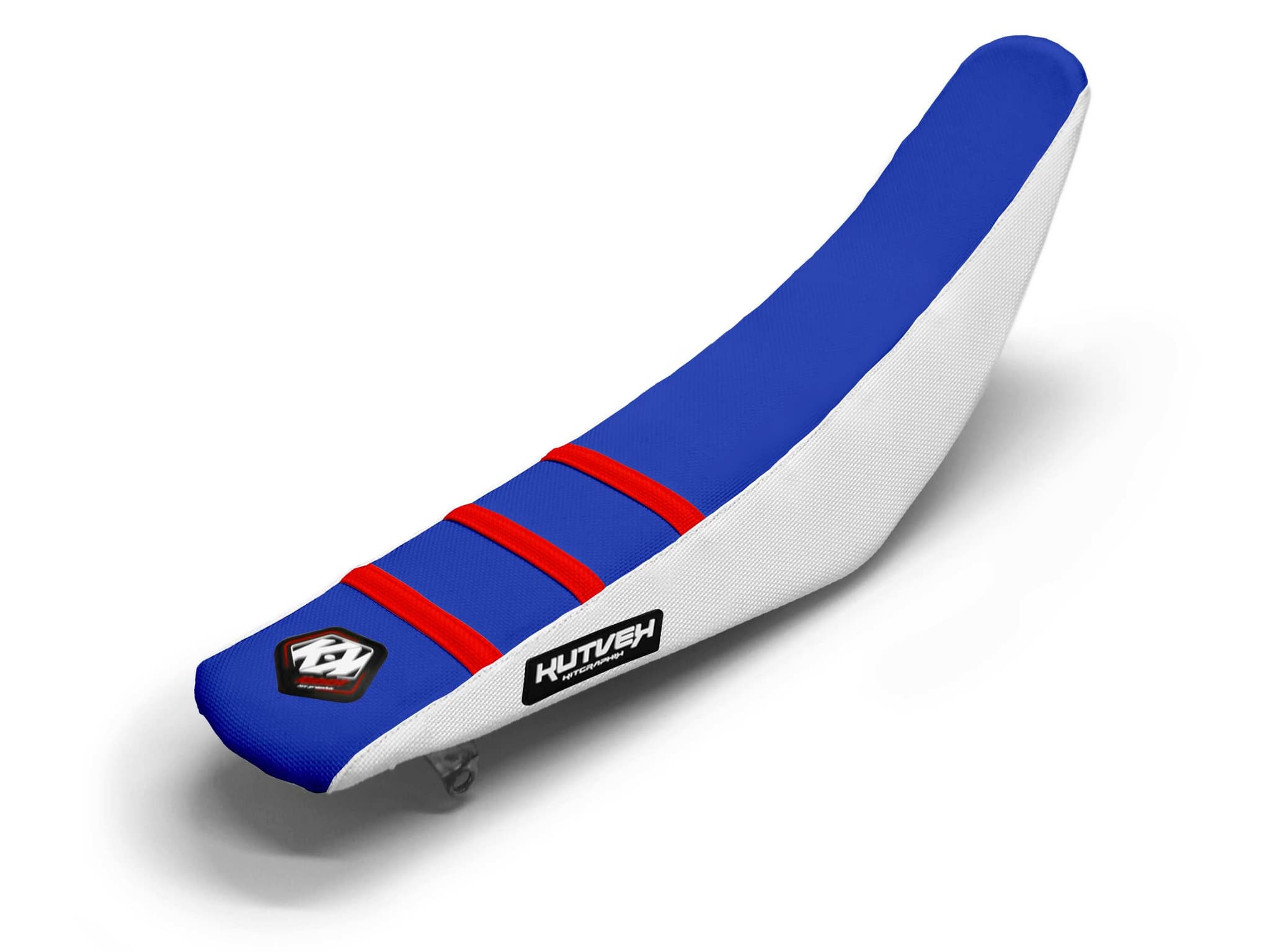 Dirt Bike Seat Cover Red/White/Blue 3 Ribs