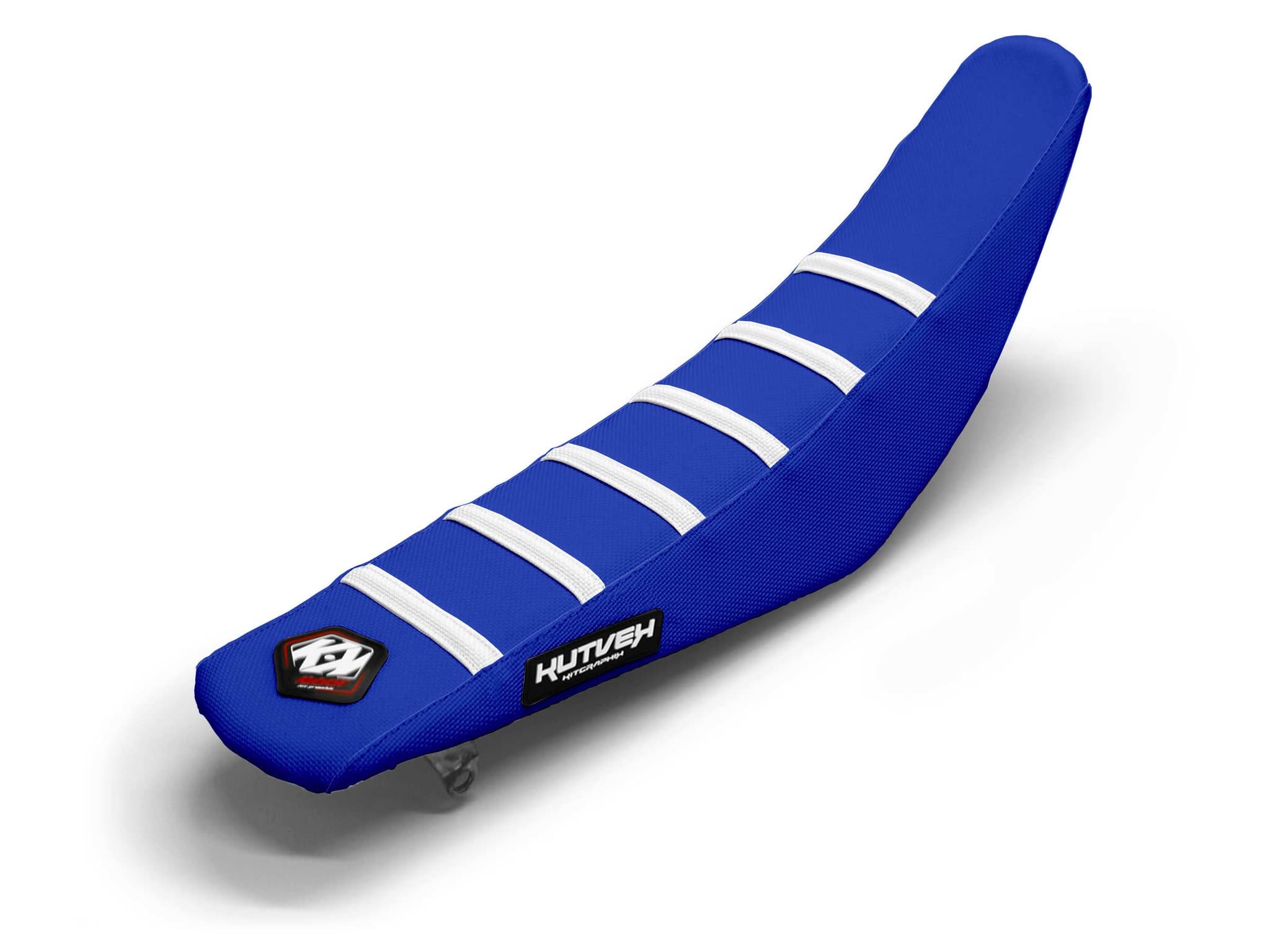 Dirt Bike Seat Cover White/Blue 6 Ribs