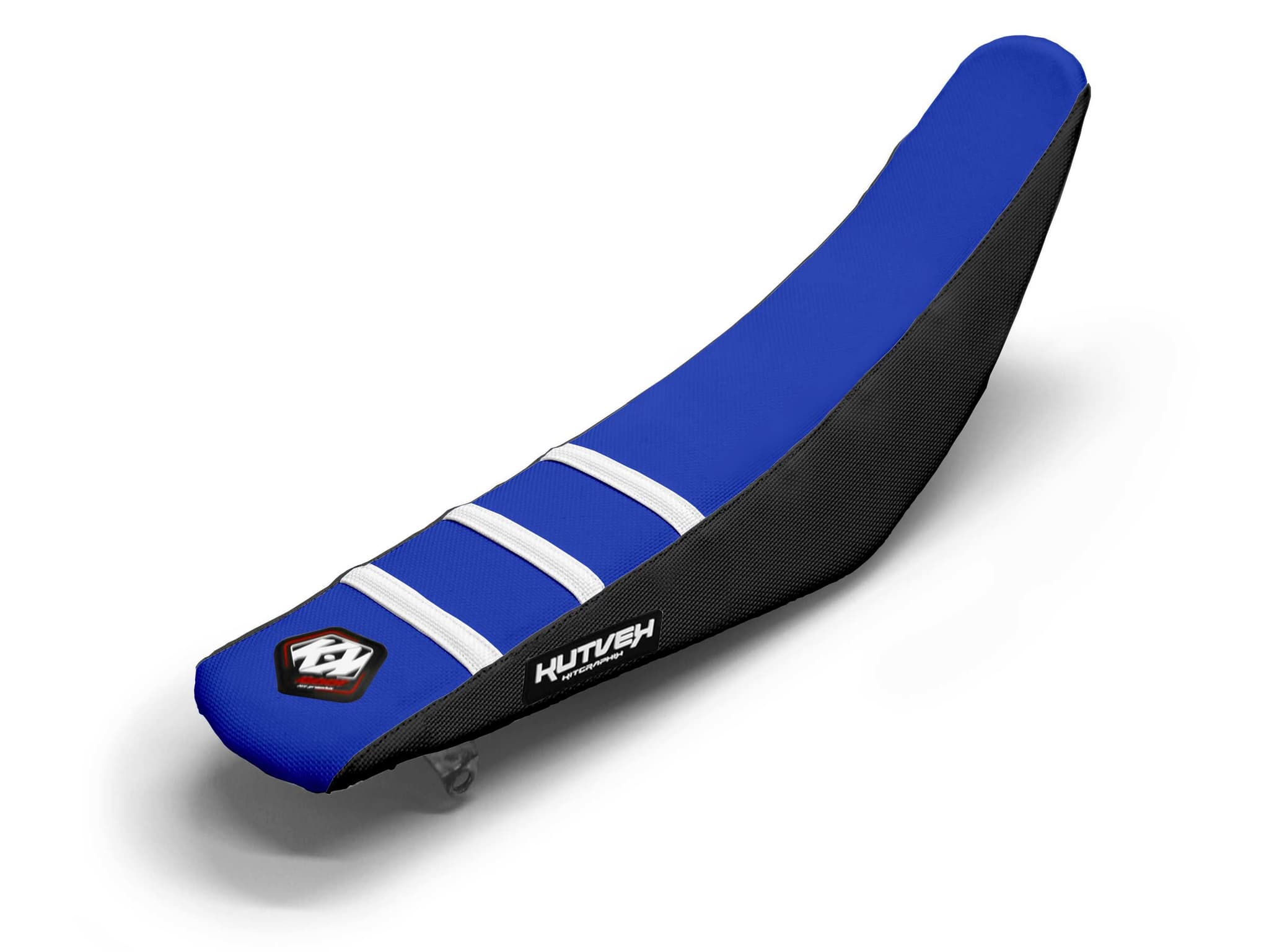 Dirt Bike Seat Cover White/Black/Blue 3 Ribs