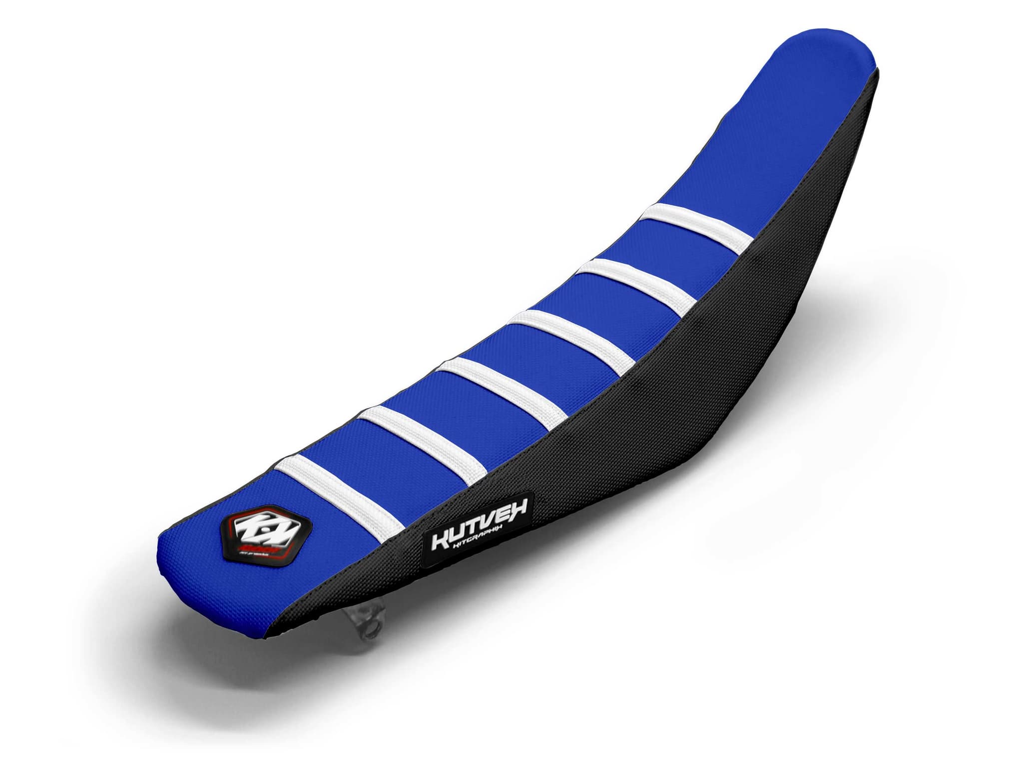 Dirt Bike Seat Cover White/Black/Blue 6 Ribs