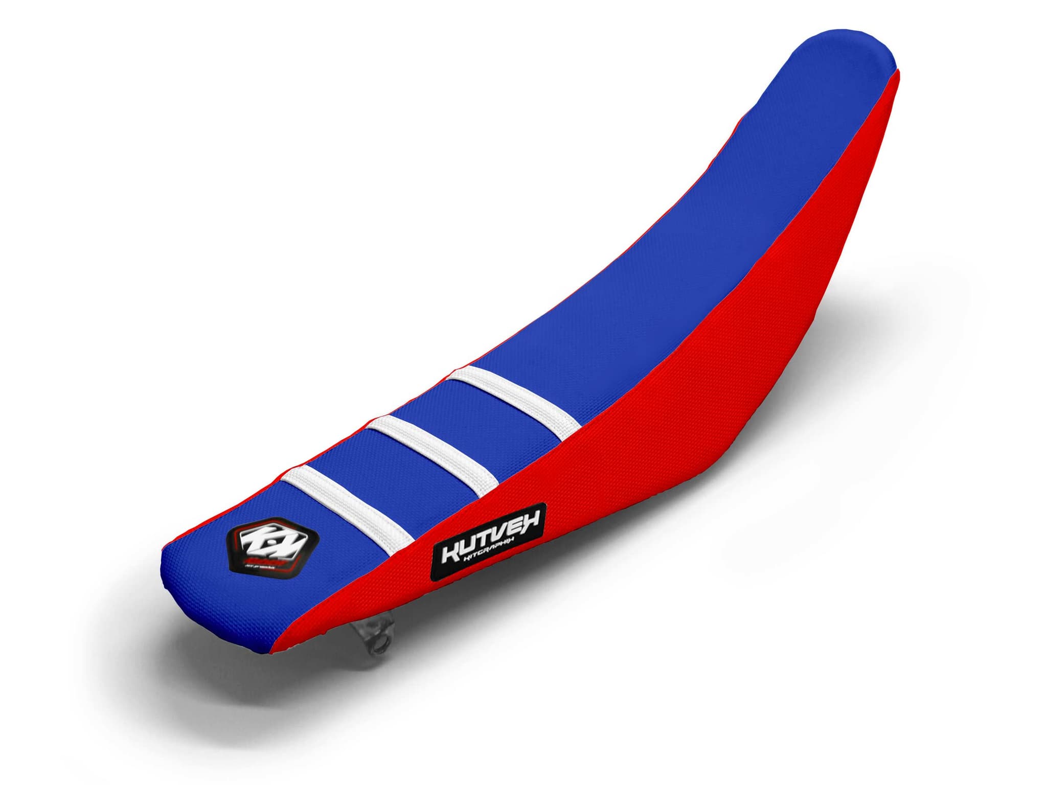 Dirt Bike Seat Cover Red/White/Blue 3 Ribs