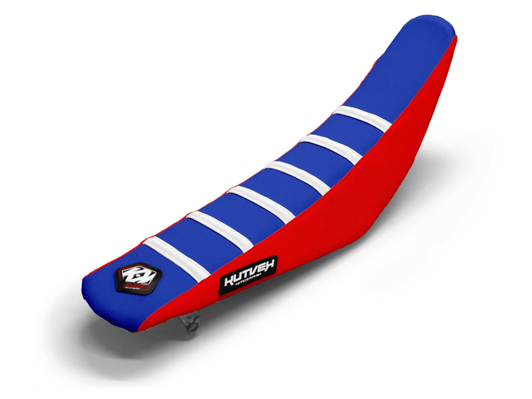 Dirt Bike Seat Cover Red/White/Blue 6 Ribs