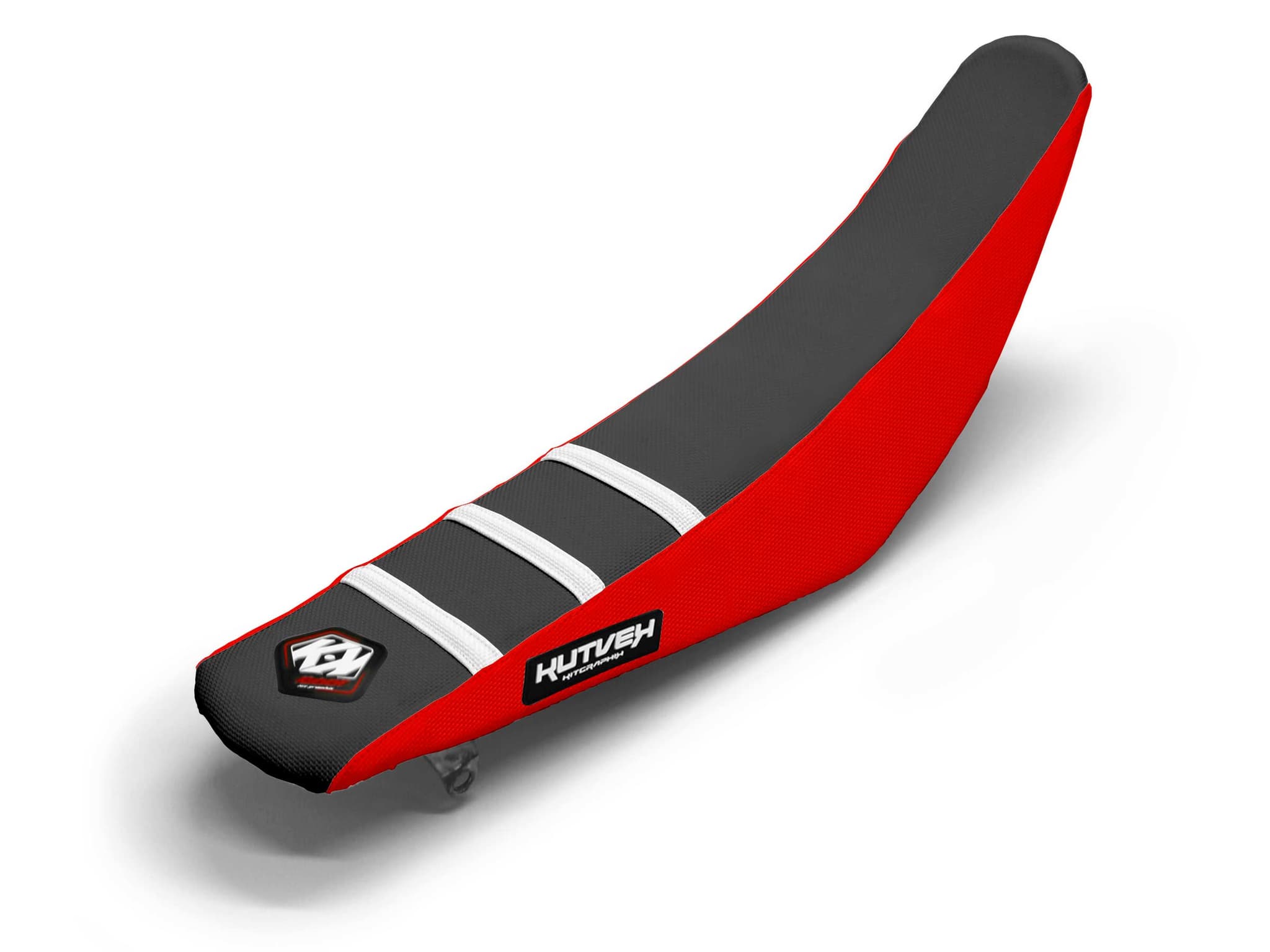 Dirt Bike Seat Cover Red/White/Black 3 Ribs