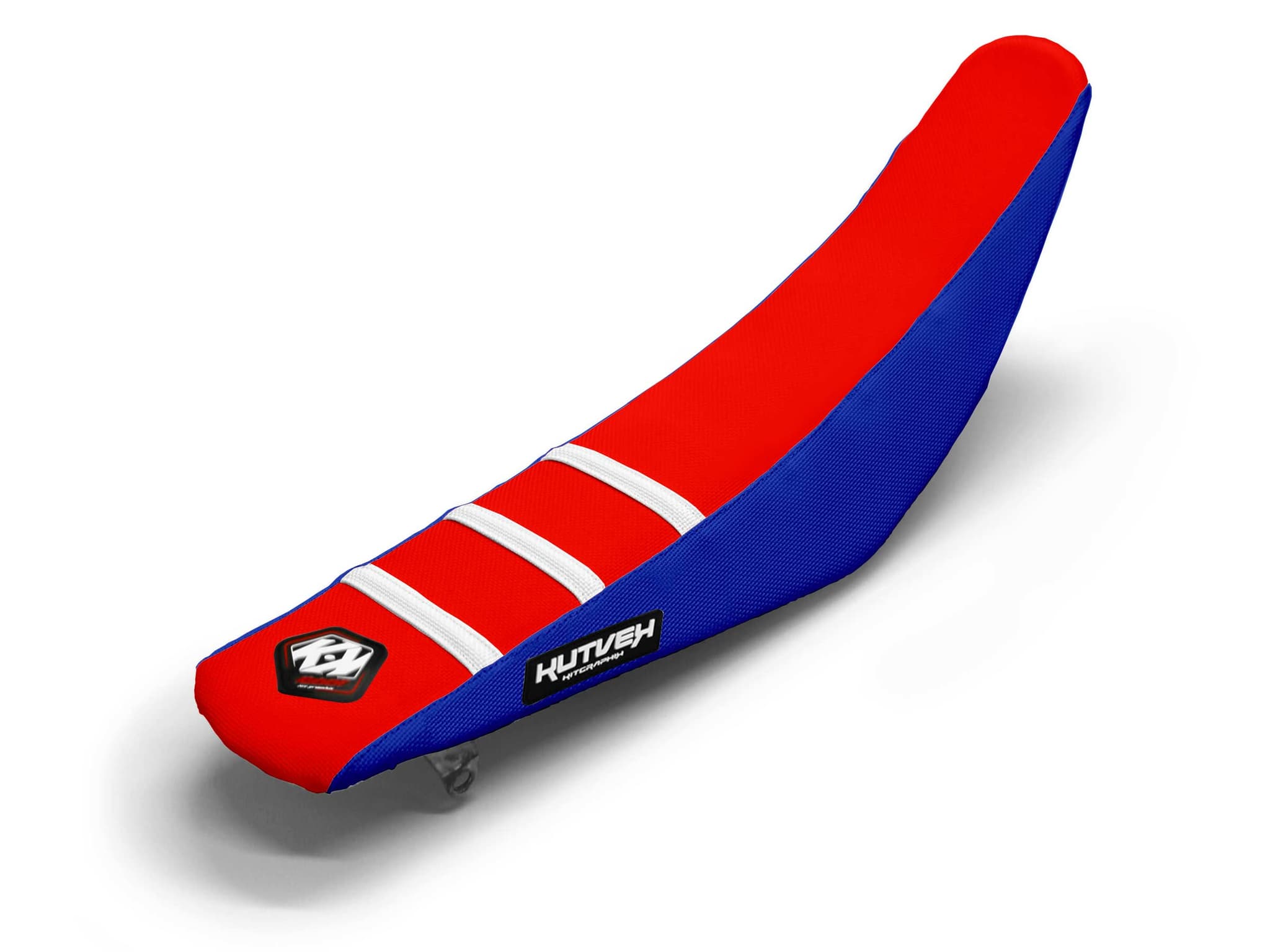 Dirt Bike Seat Cover Red/White/Blue 3 Ribs