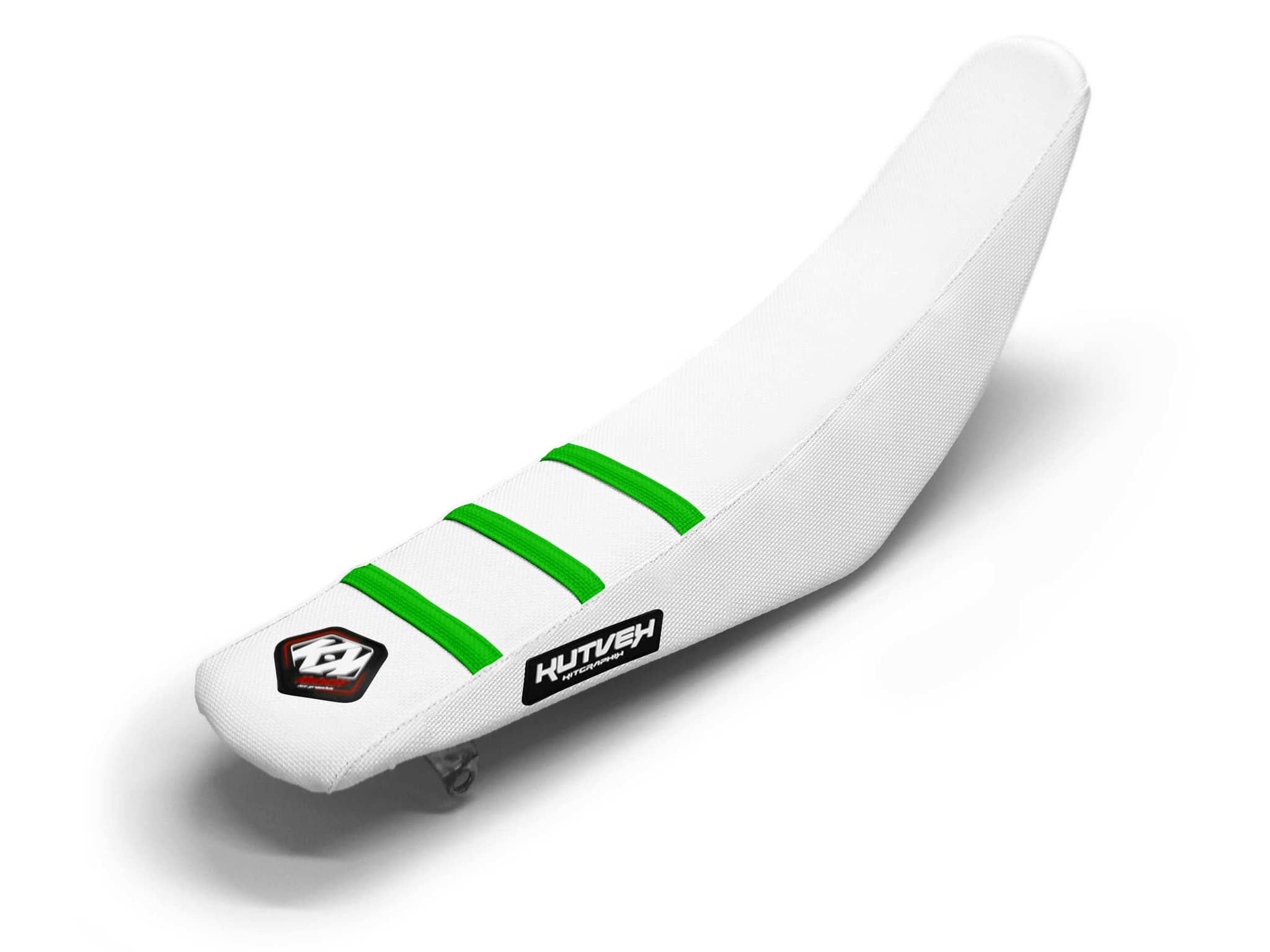 KAWASAKI Dirt Bike Seat Cover Green/White 3 Ribs