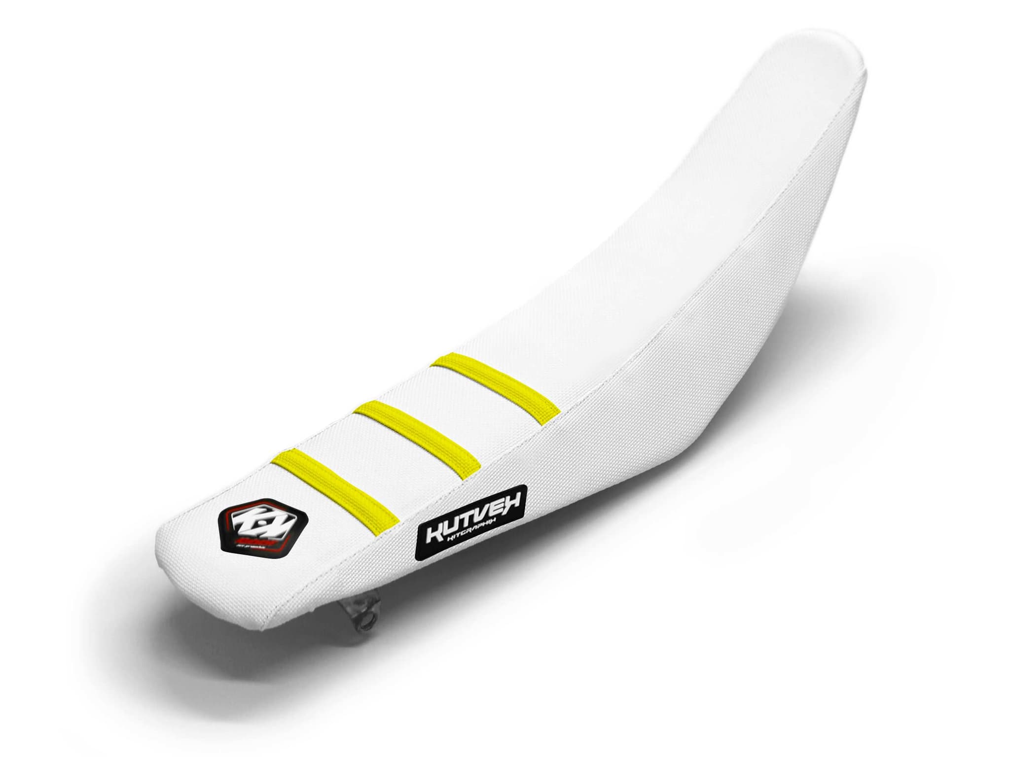 Dirt Bike Seat Cover White/Yellow 3 Ribs