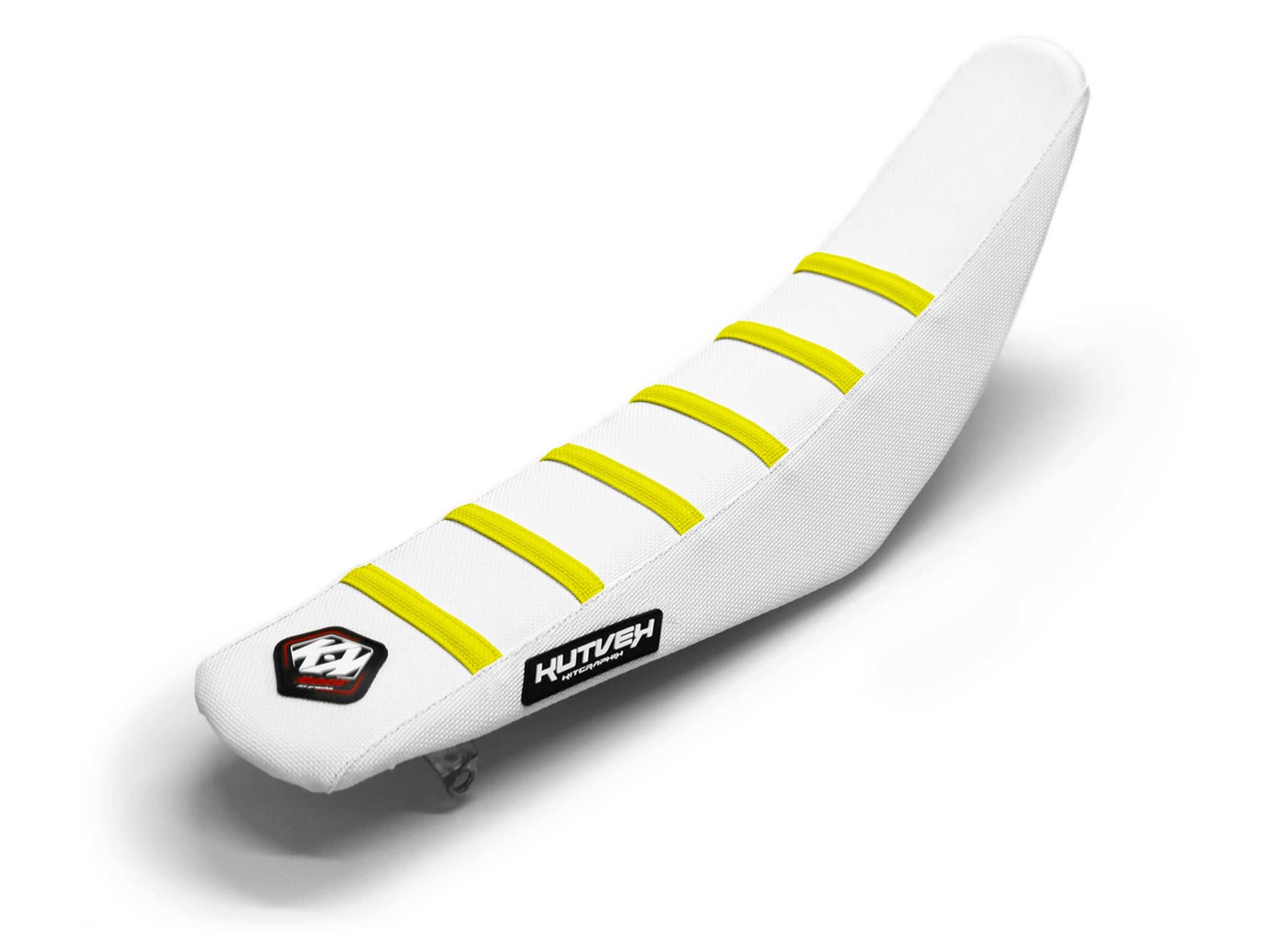 Dirt Bike Seat Cover White/Yellow 6 Ribs