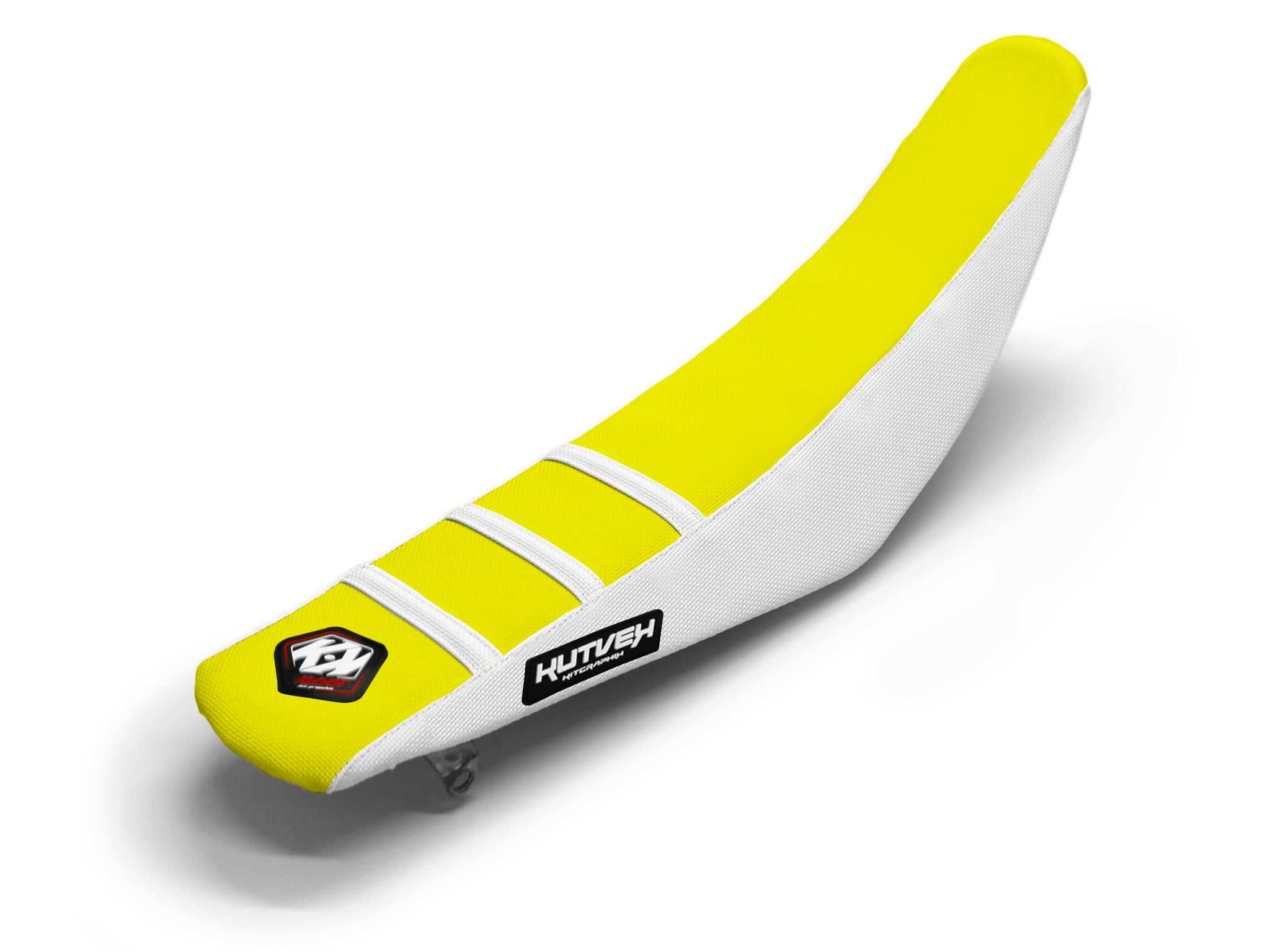 Dirt Bike Seat Cover White/Yellow 3 Ribs