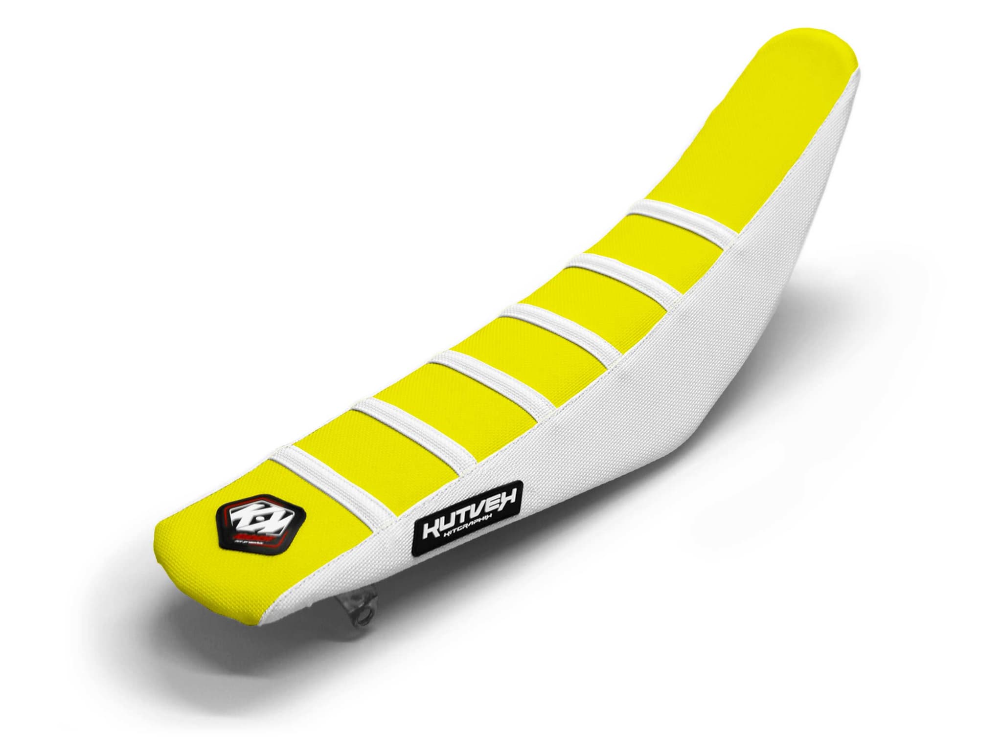 Dirt Bike Seat Cover White/Yellow 6 Ribs