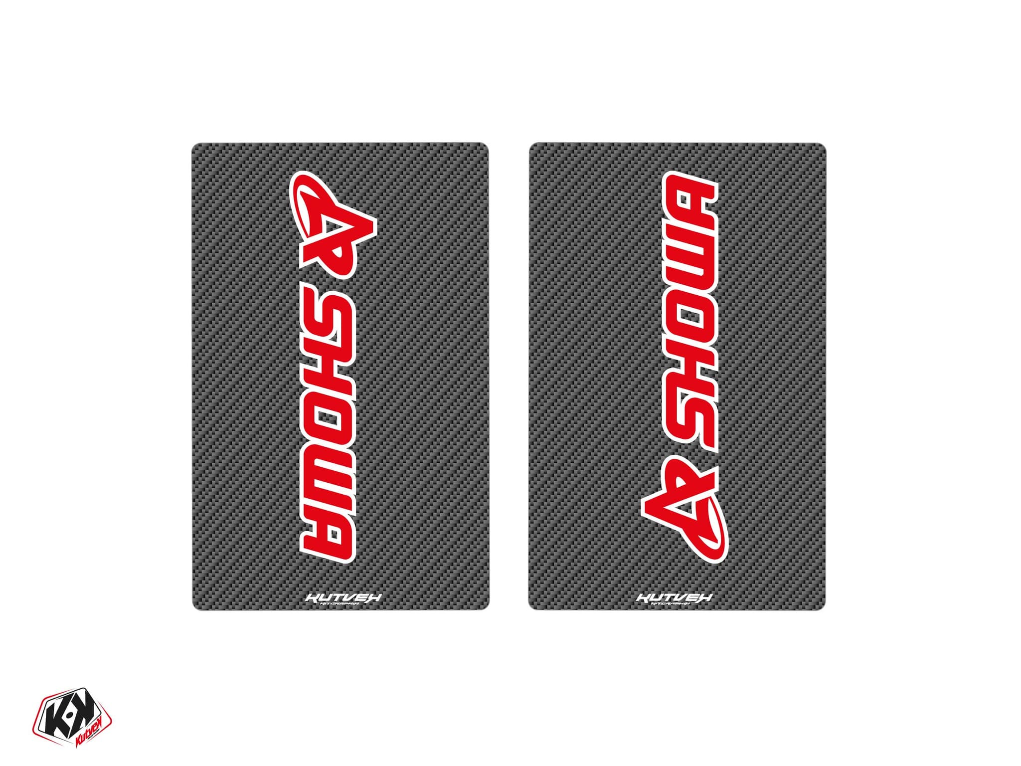 autocollants de fourche motocross showa v4 carbone - 250x160mm | Stickers de fourche | Kutvek