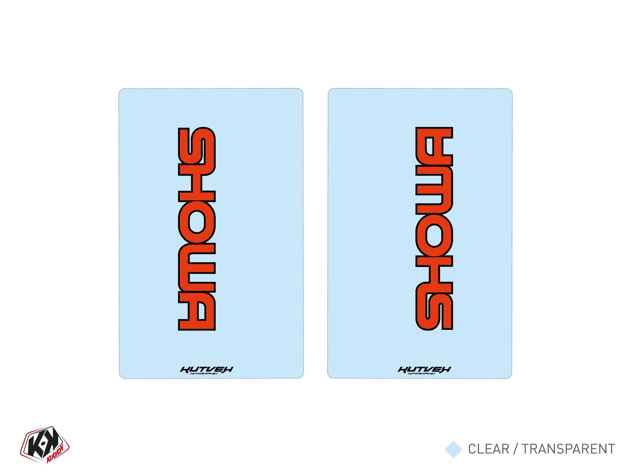 autocollants de fourche motocross showa v1 transparent - 250x160mm | Stickers de fourche | Kutvek