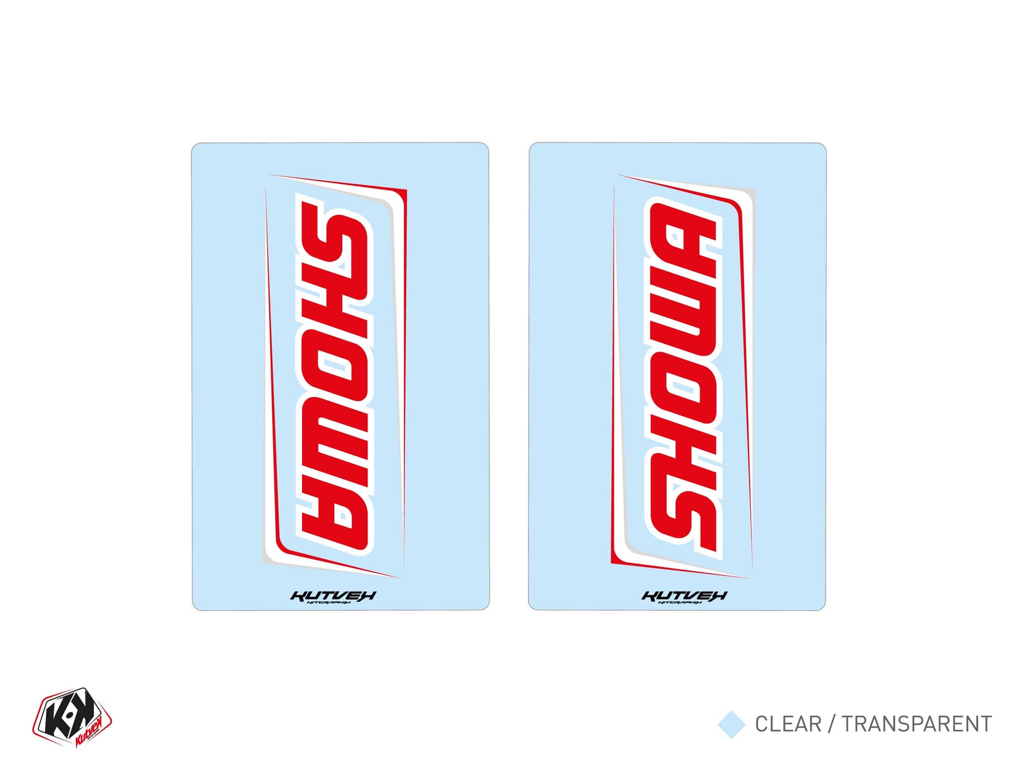 autocollants de fourche motocross showa v3 transparent - 250x160mm | Stickers de fourche | Kutvek
