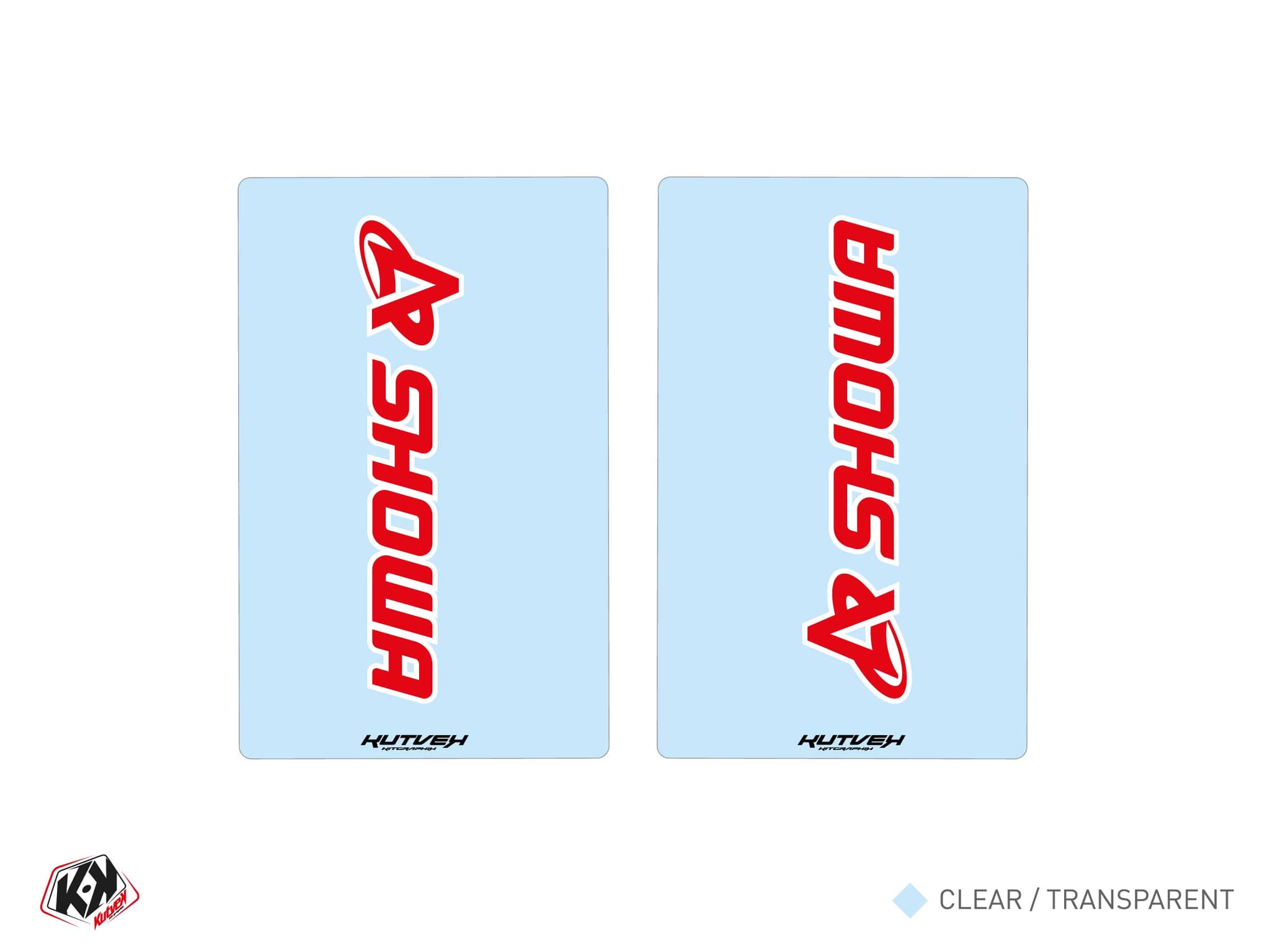 autocollants de fourche motocross showa v4 transparent - 250x160mm | Stickers de fourche | Kutvek