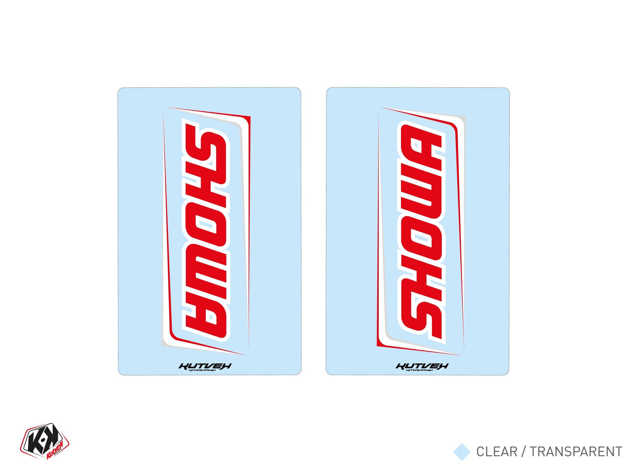 Fork Stickers Dirt Bike SHOWA V1 Transparent - 250x160mm | Stickers de fourche | Kutvek