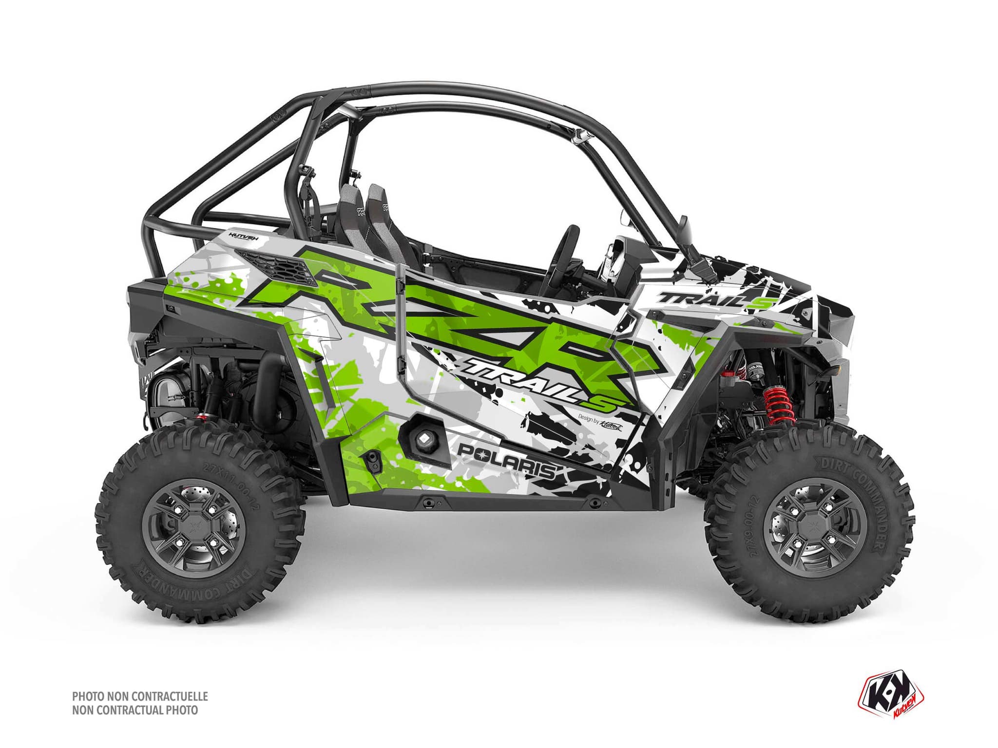 kit graphique ssv polaris rzr trail s shred vert-neon