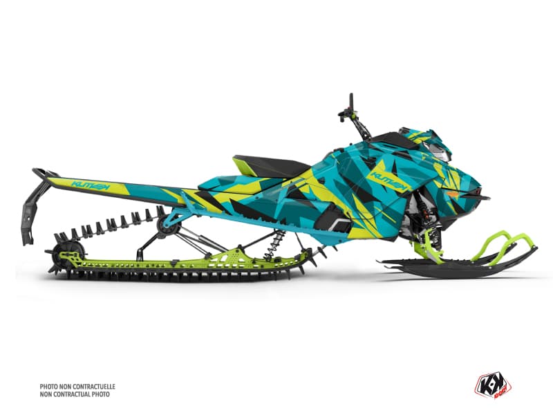 Kit déco ICECAMO Turquoise-Jaune-Neon Motoneige SKIDOO BACKCOUNTRY X-RS 850 E-TEC