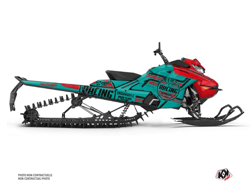 Kit déco RACING Bleu-Rouge MOTONEIGE SKIDOO BACKCOUNTRY X-RS 850 E-TEC