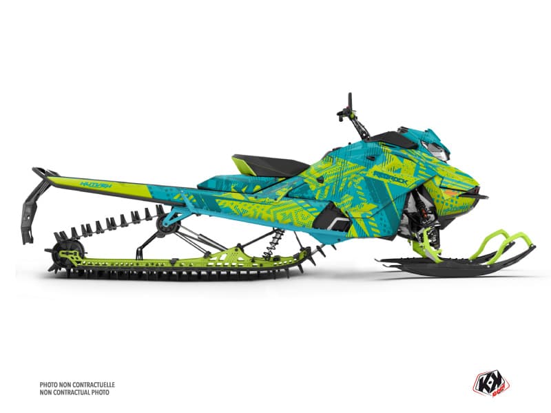 Kit déco REDROCK Turquoise-Jaune-Neon MOTONEIGE SKIDOO BACKCOUNTRY X-RS 850 E-TEC