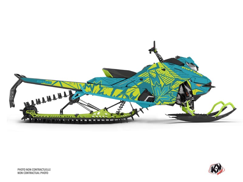 Kit déco REQUIEM Turquoise-Jaune-Neon MOTONEIGE SKIDOO BACKCOUNTRY X-RS 850 E-TEC