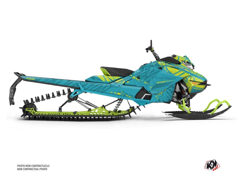 Kit déco SALVATION Turquoise-Jaune-Neon Motoneige SKIDOO BACKCOUNTRY X-RS 850 E-TEC