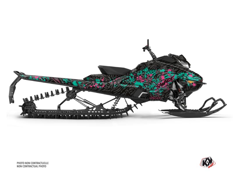 Kit déco SAVAGE Noir-Rose-Mint MOTONEIGE SKIDOO BACKCOUNTRY X-RS 850 E-TEC