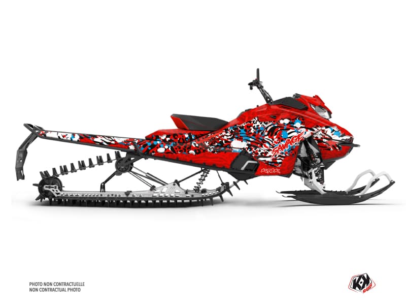 Kit déco SAVAGE Rouge-Blanc-Bleu MOTONEIGE SKIDOO BACKCOUNTRY X-RS 850 E-TEC