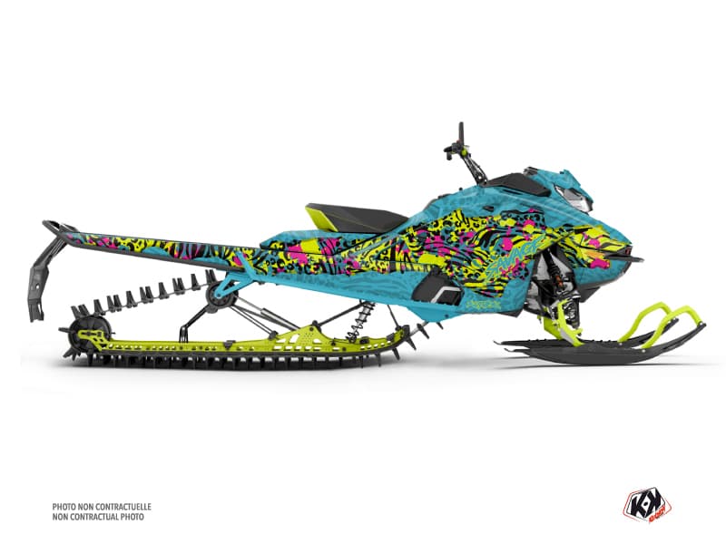 Kit déco SAVAGE Turquoise-Jaune-Neon MOTONEIGE SKIDOO BACKCOUNTRY X-RS 850 E-TEC