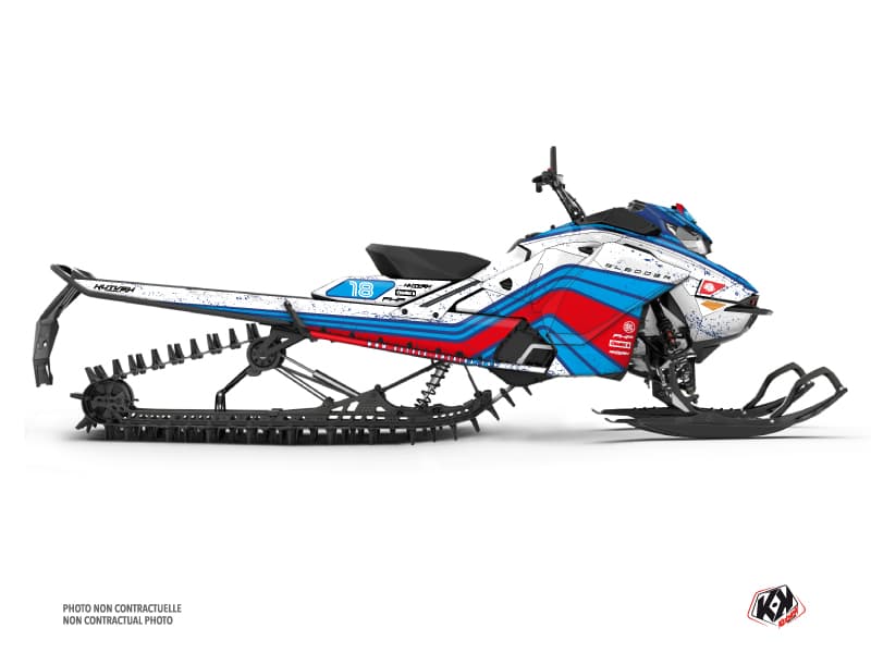 Kit déco SLEDDER Blanc-Bleu MOTONEIGE SKIDOO BACKCOUNTRY X-RS 850 E-TEC